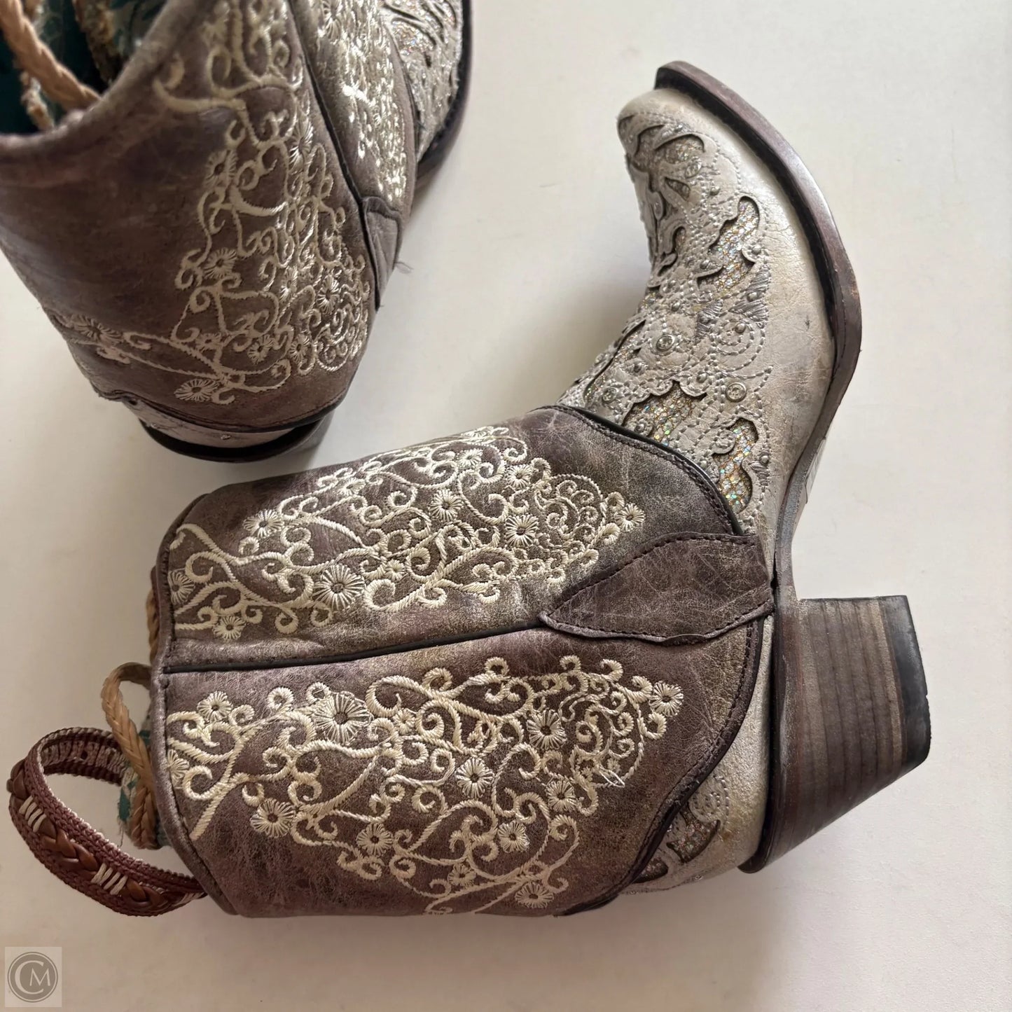 Boots Ankle Heels By Corral In Taupe, Size: 8.5