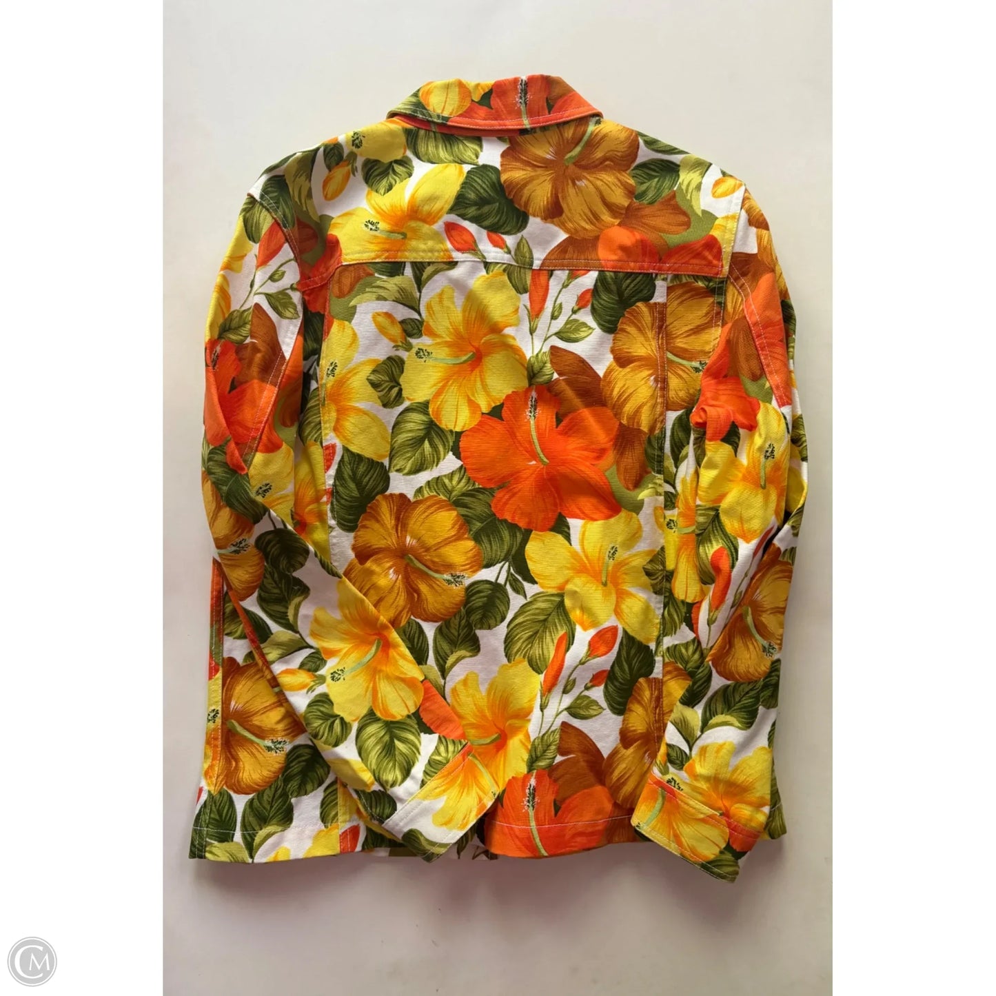 Jacket Denim By Coldwater Creek In Floral Print, Size: L