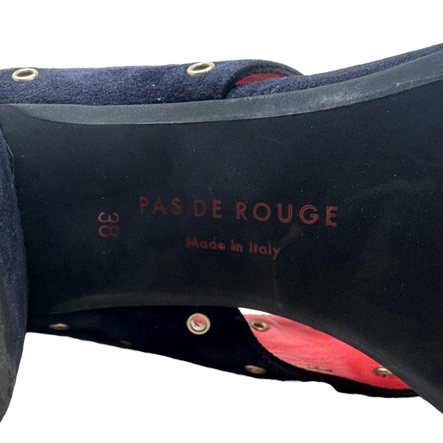 Fleur Suede Grommet Sandals By Pas de Rouge In Navy, Size: 8 (It 38)