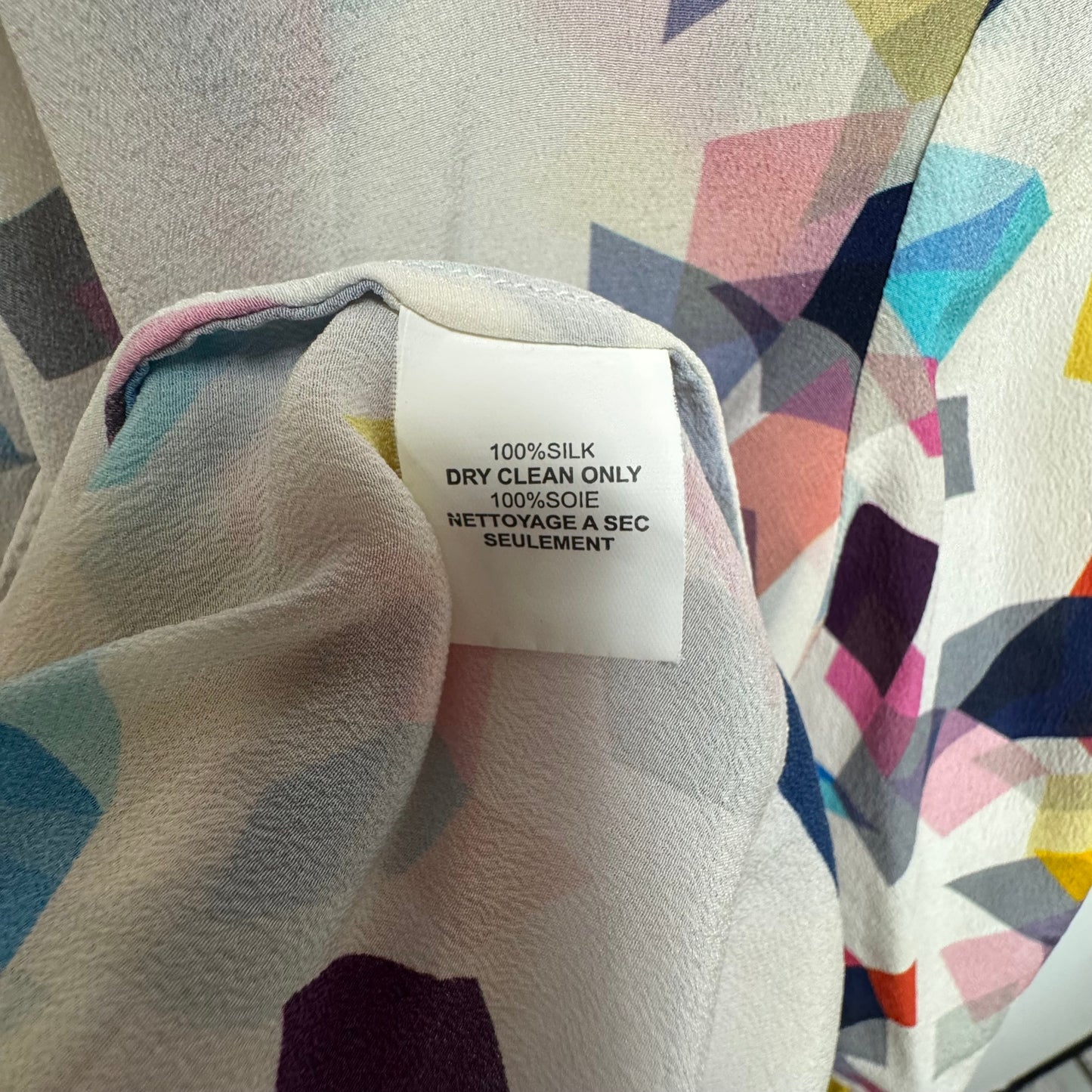 Silk Top Long Sleeve By Trina Turk In Geometric Pattern, Size: S