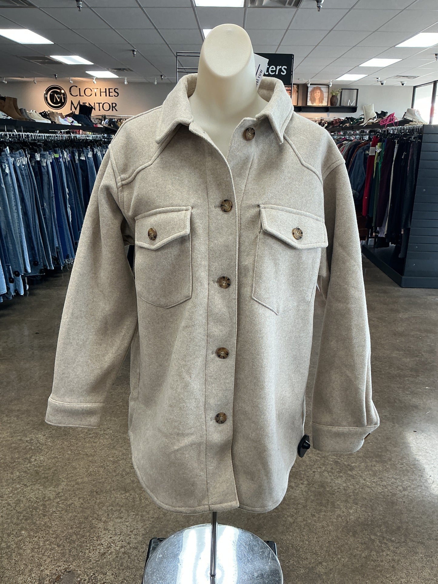 Jacket Shirt By Love Tree In Tan, Size:S