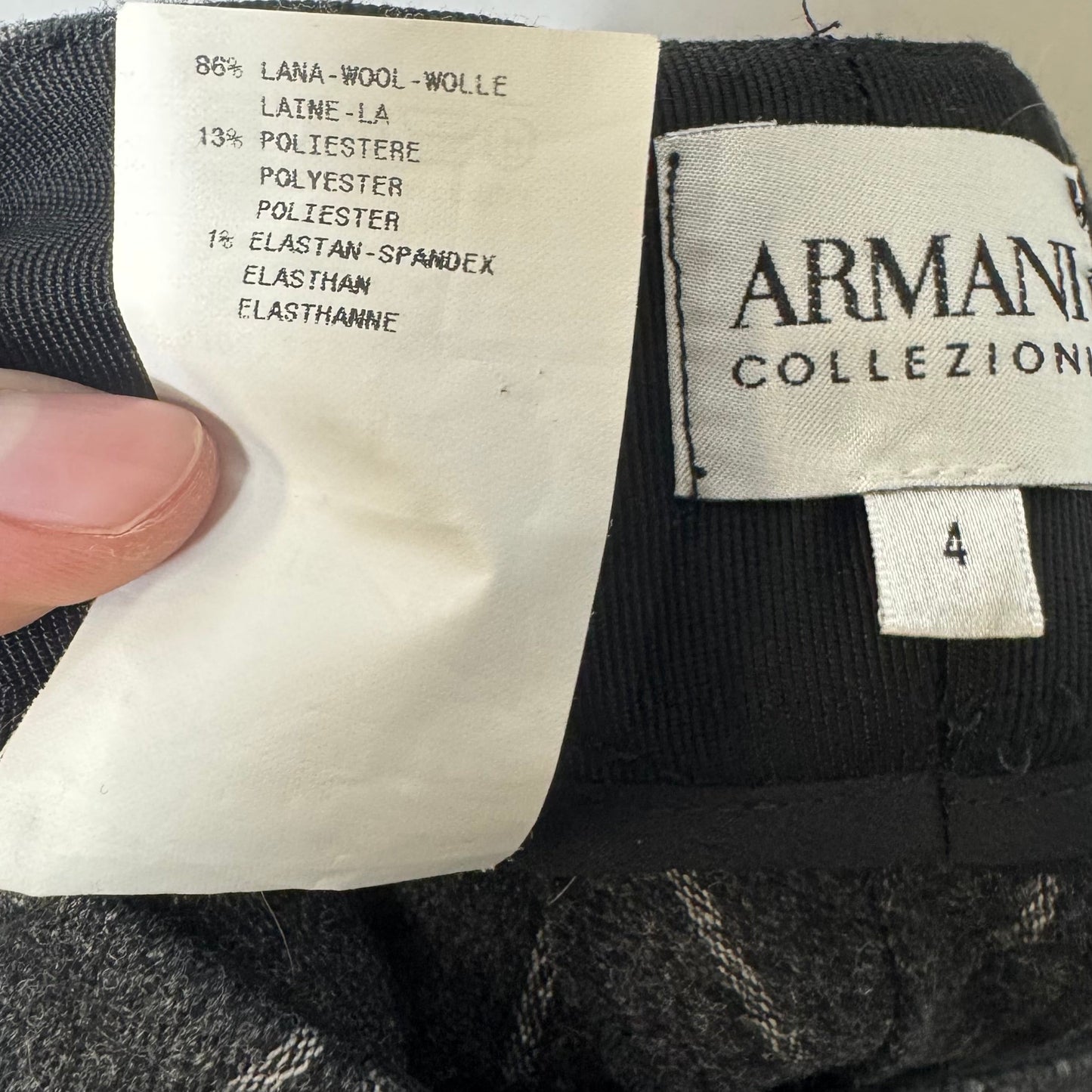 Vintage Pinstripe Wool Pants Dress By Armani Collezoni In Striped Pattern, Size: 4