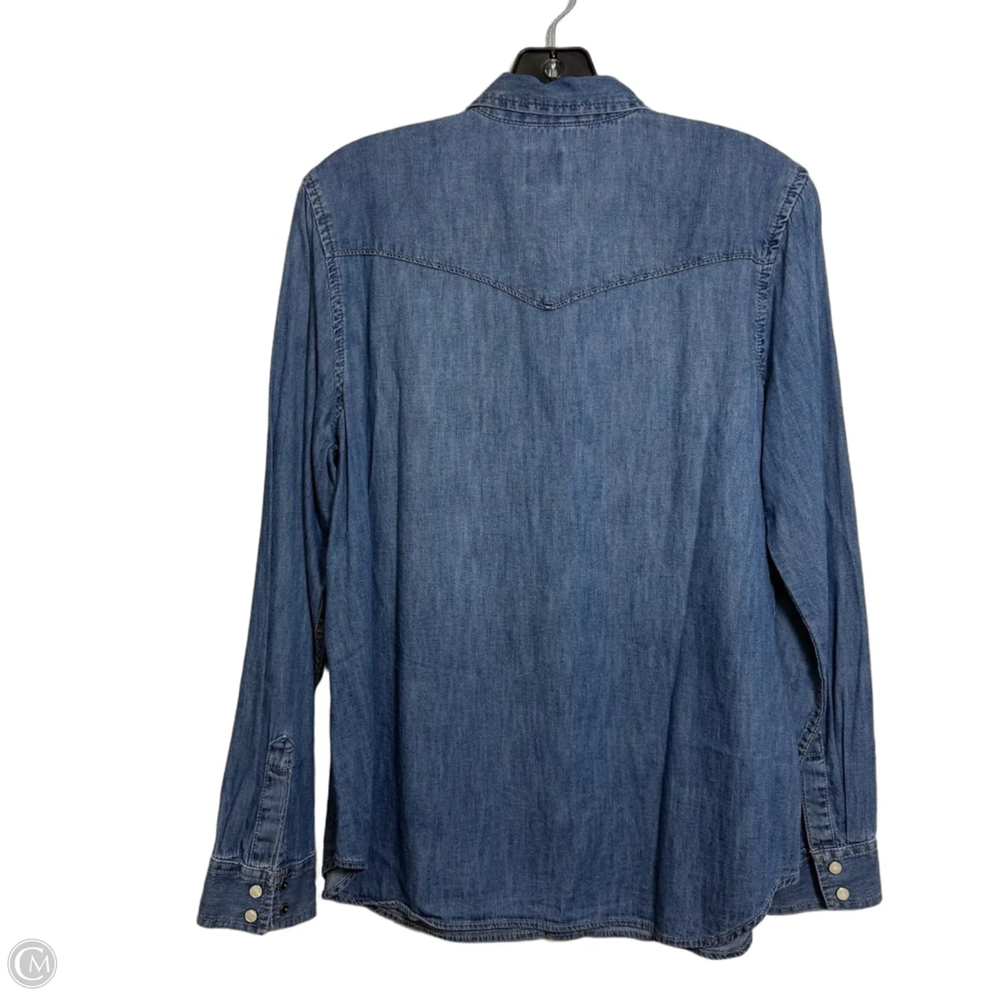 Top Long Sleeve Basic By Gap In Blue Denim, Size: L