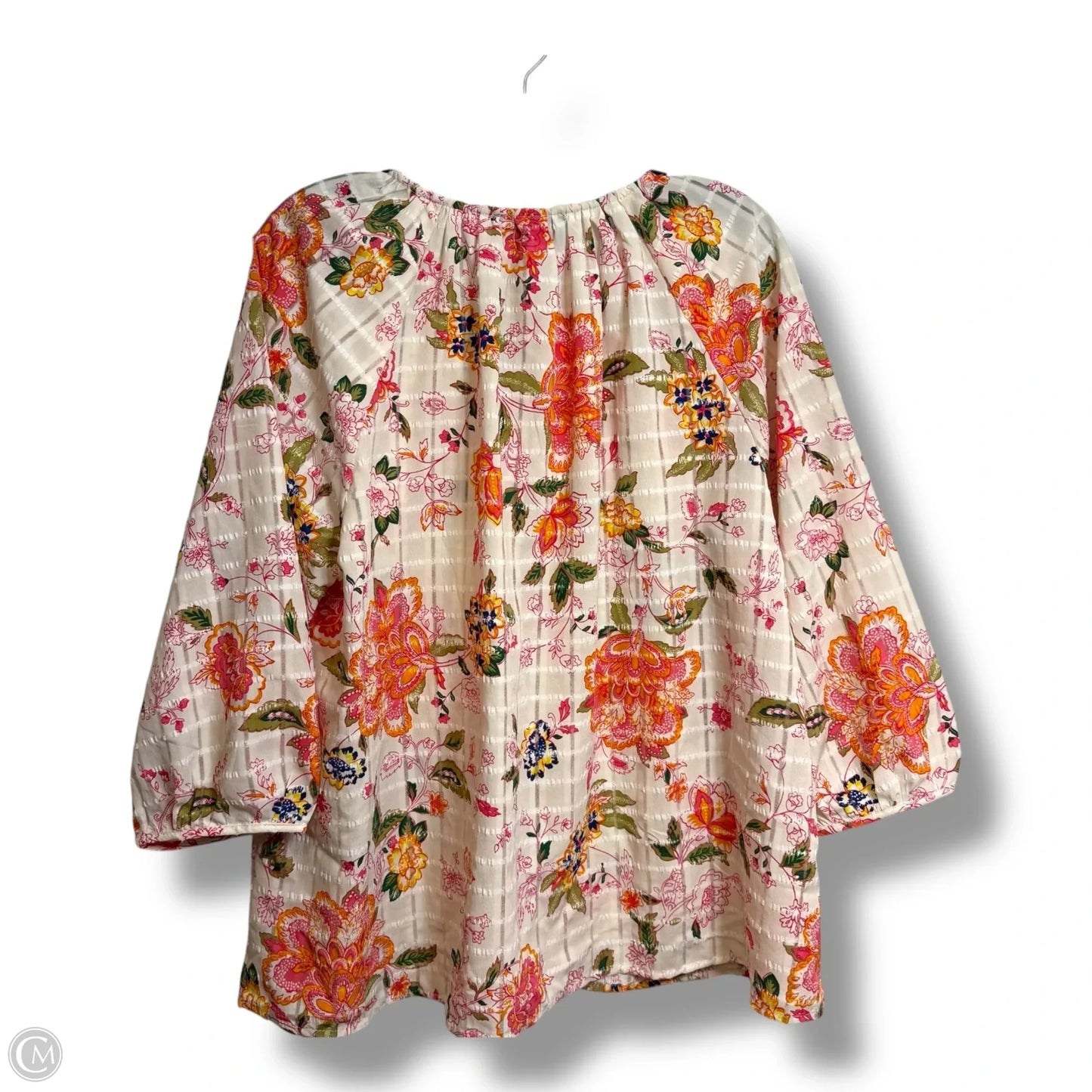 Top Long Sleeve Basic By Lane Bryant In Cream & Orange, Size: 14