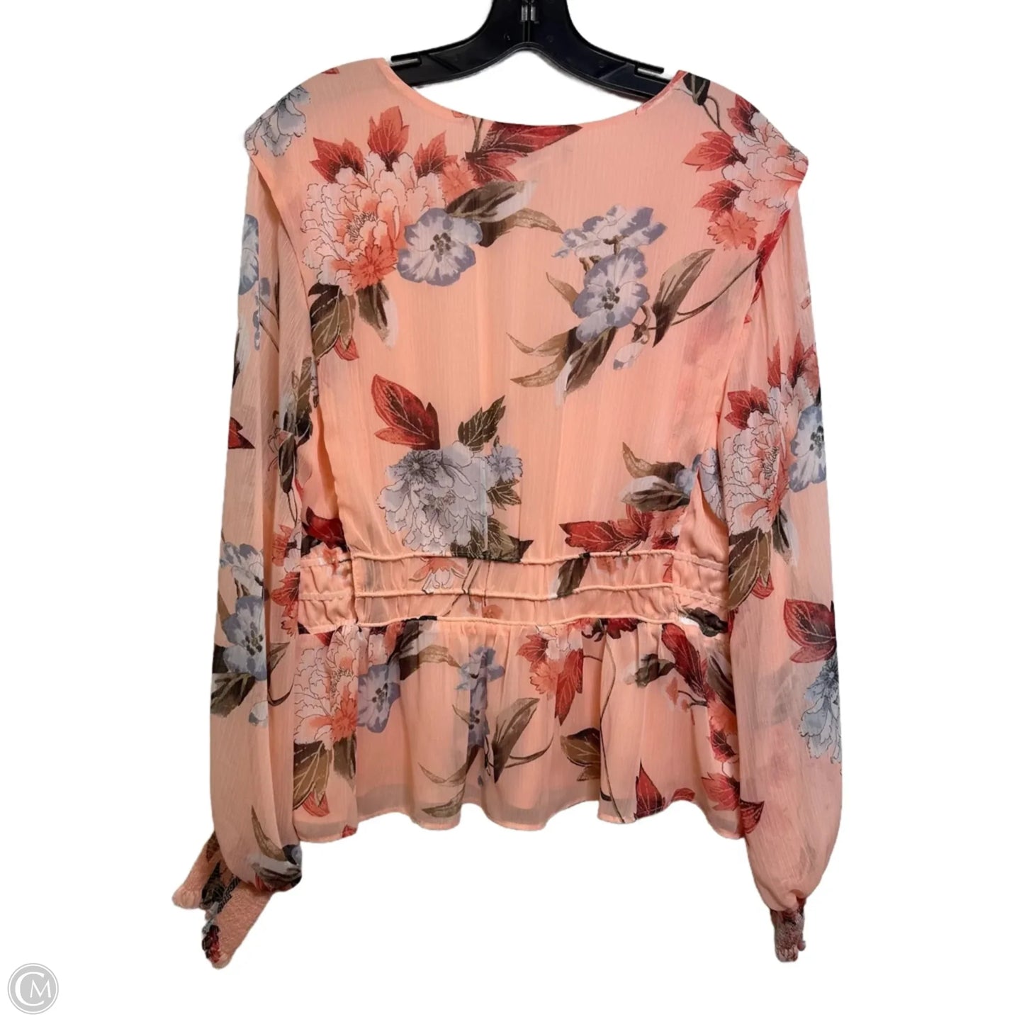 Top Long Sleeve Basic By White House Black Market In Floral Print, Size: L