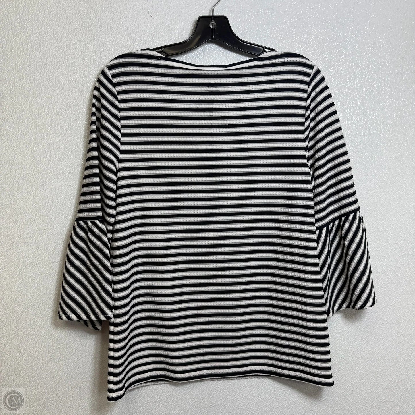 Top Long Sleeve By Calvin Klein In Black & White, Size: S