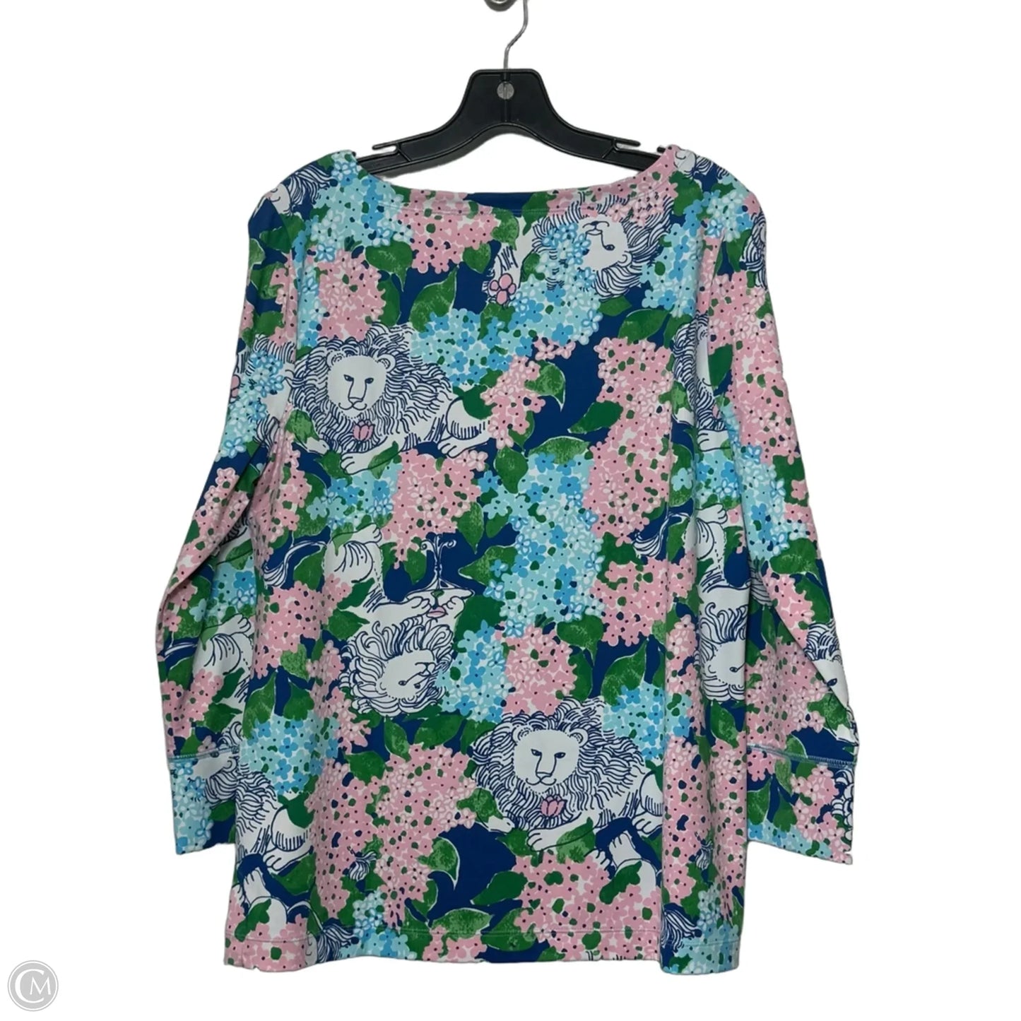 Top Long Sleeve Designer By Lilly Pulitzer In Pink & White, Size: L