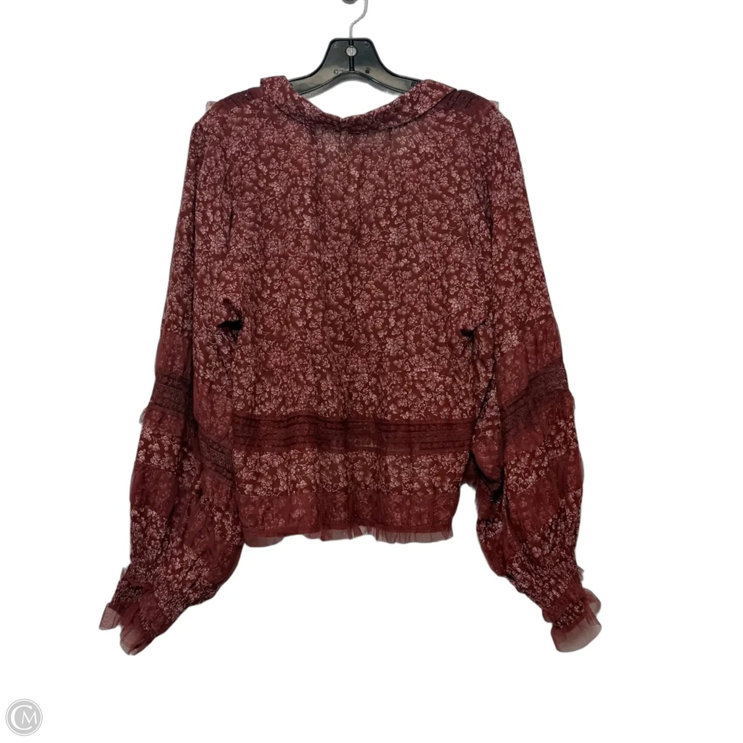 Top Long Sleeve By Anthropologie In Maroon, Size: M