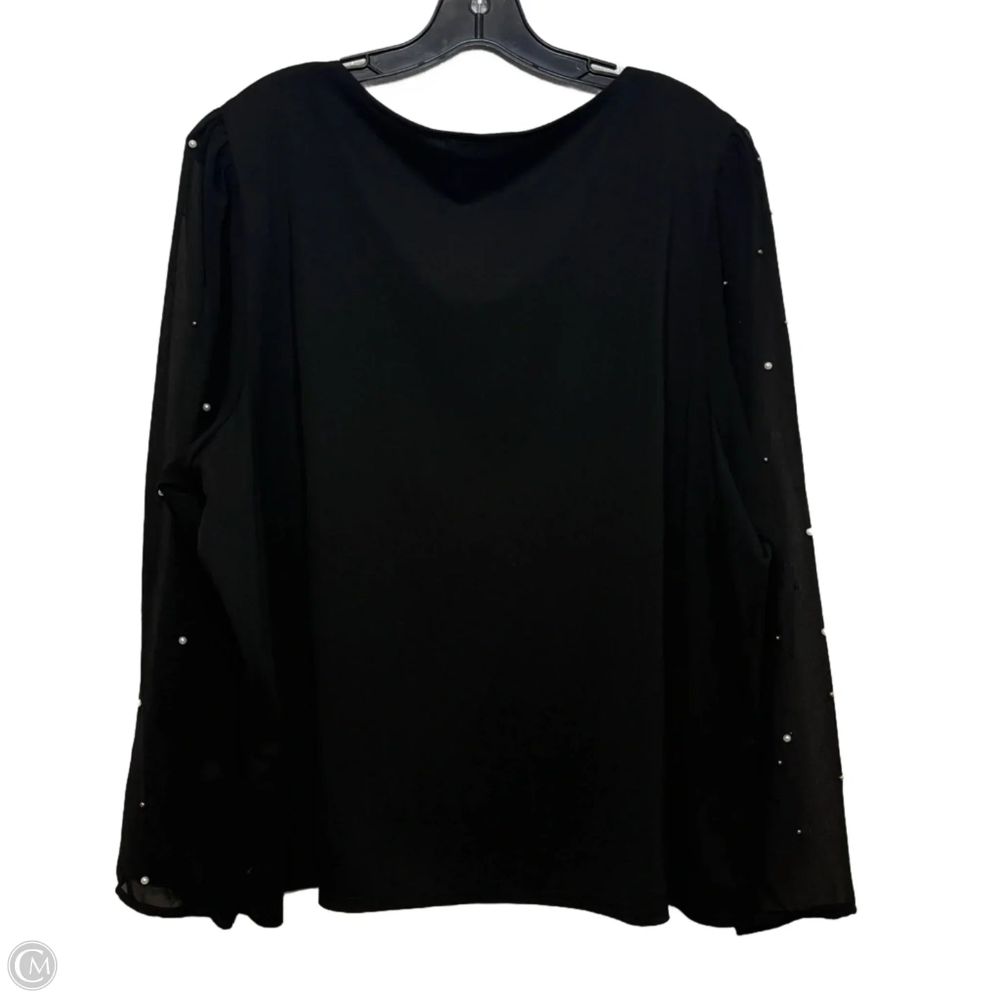 Top 3/4 Sleeve Designer By Karl Lagerfeld In Black, Size: 2x