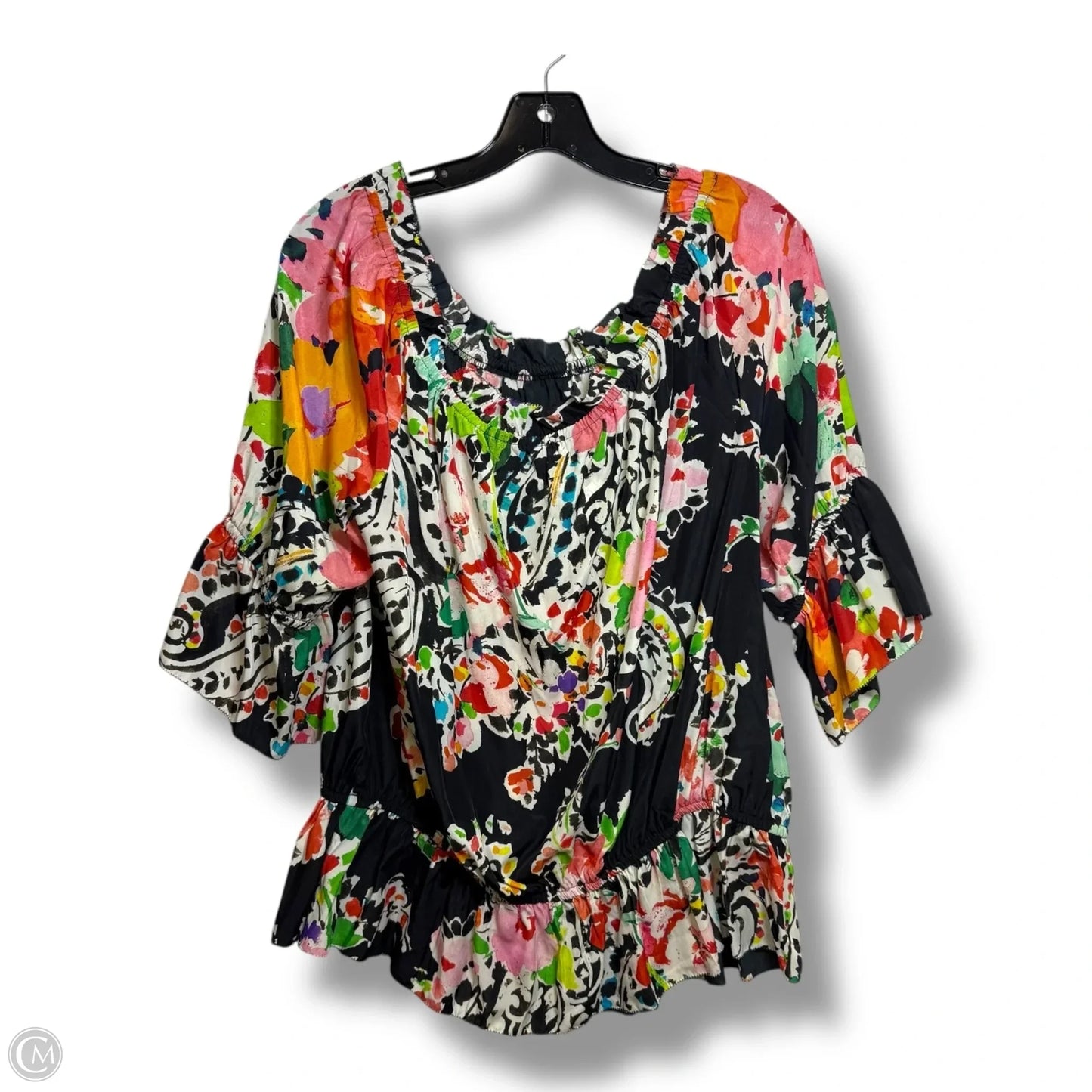 Top Short Sleeve By Lauren By Ralph Lauren In Floral Print, Size: 1x