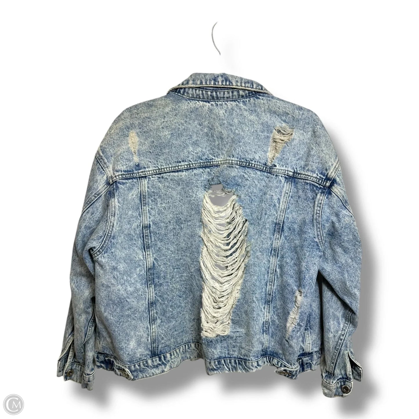 Distressed ripped Jacket Denim By Highway In Blue Denim, Size: 1x