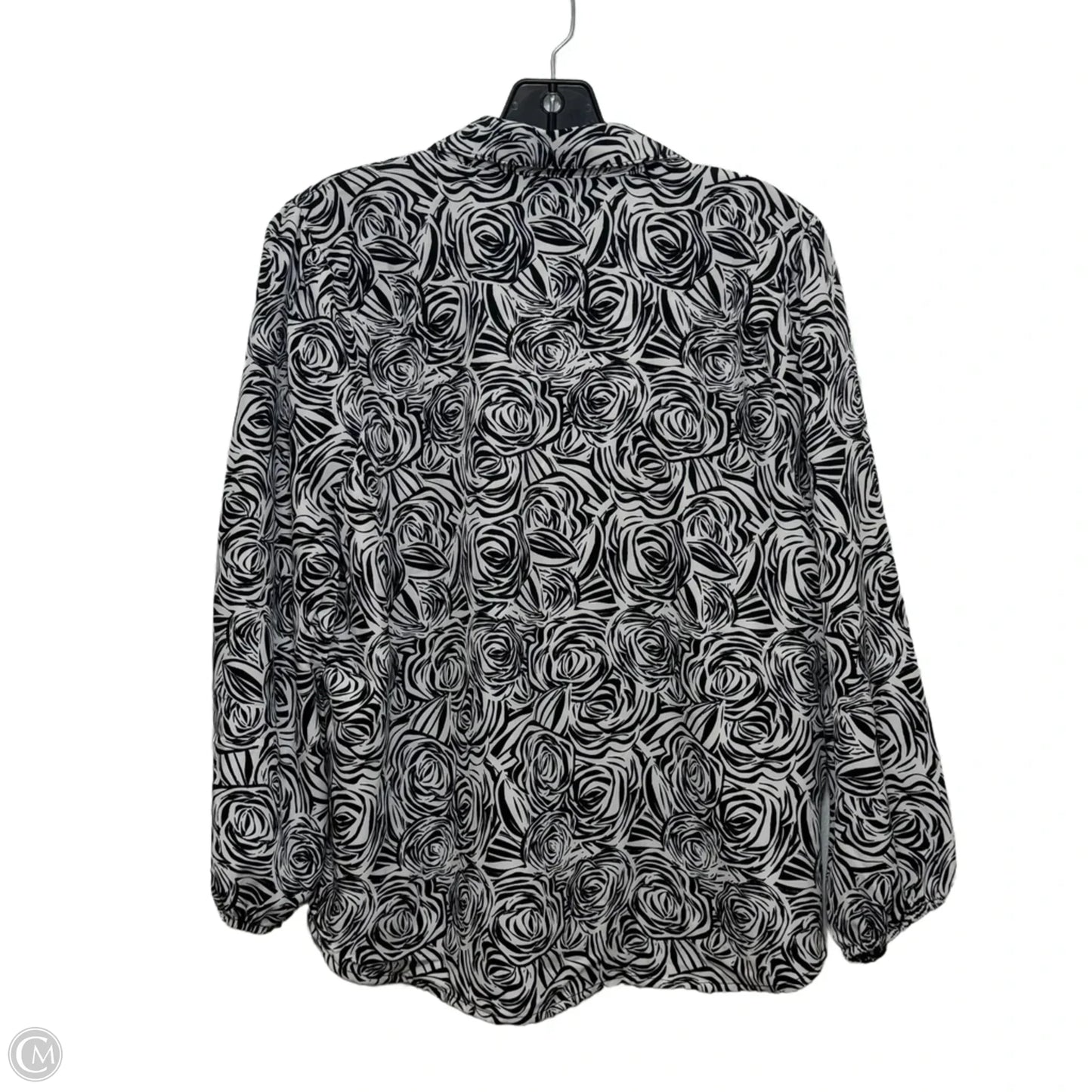 Top Long Sleeve By Adrienne Vittadini In Black & White, Size: L