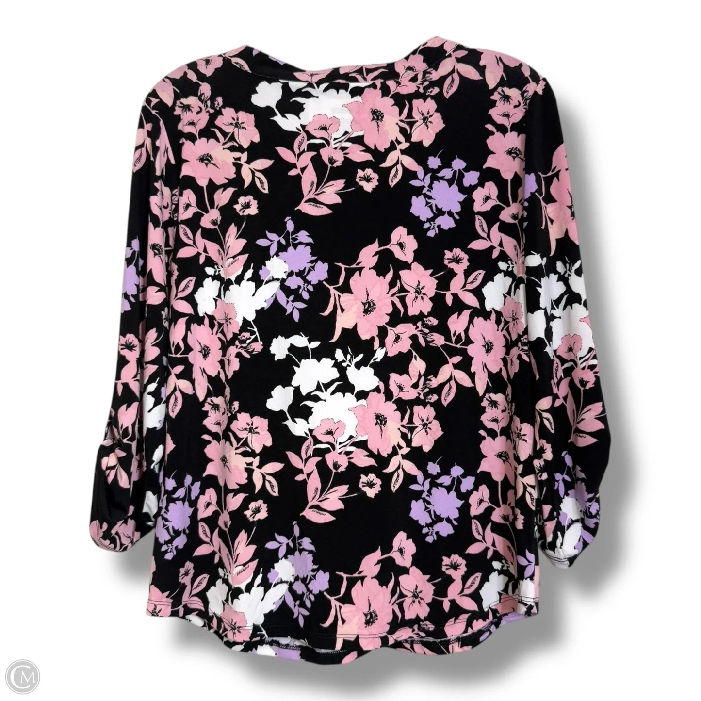 Top Long Sleeve By Adrienne Vittadini In Floral Print, Size: M