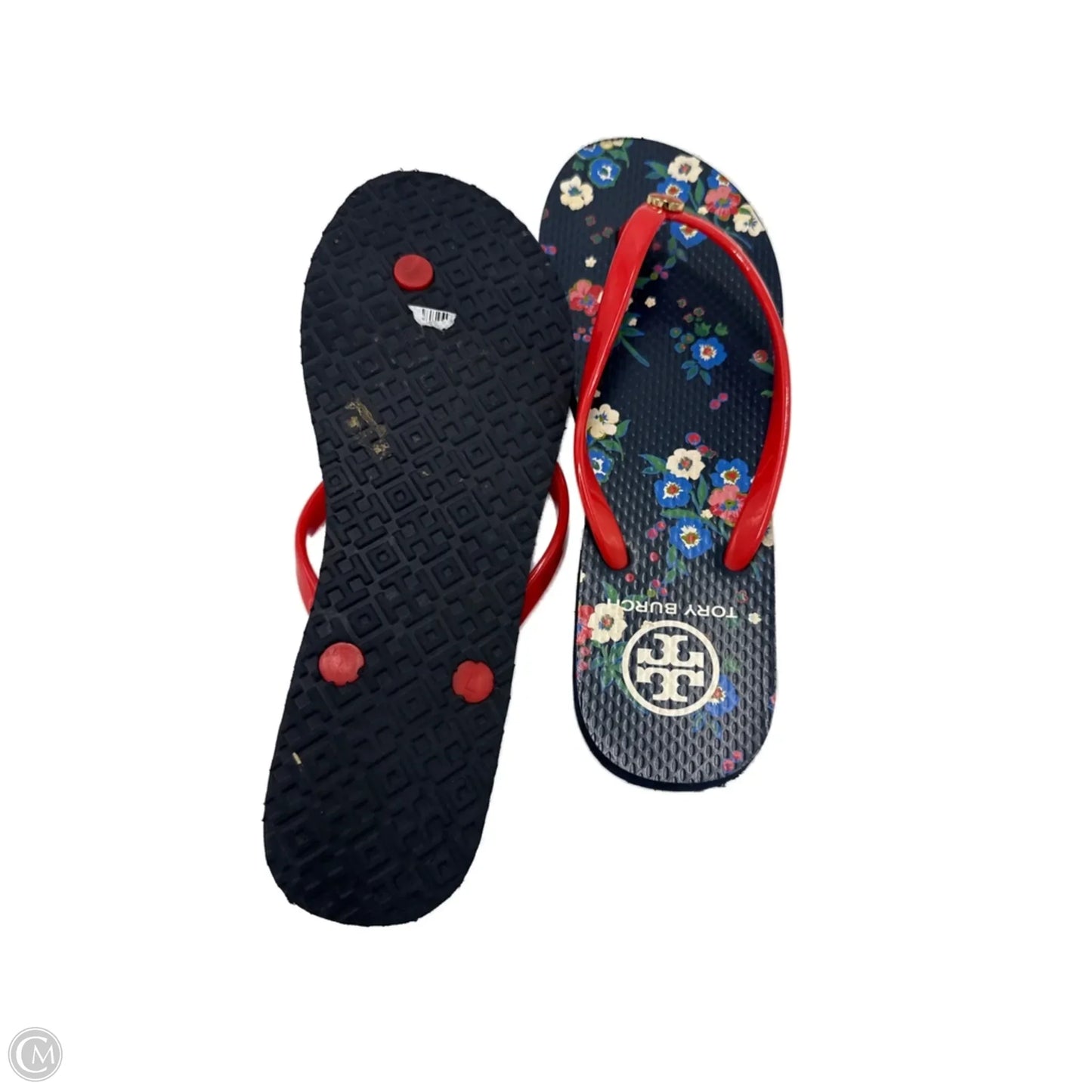Sandals / Fl9ip Flops Designer By Tory Burch In Floral Print, Size: 8