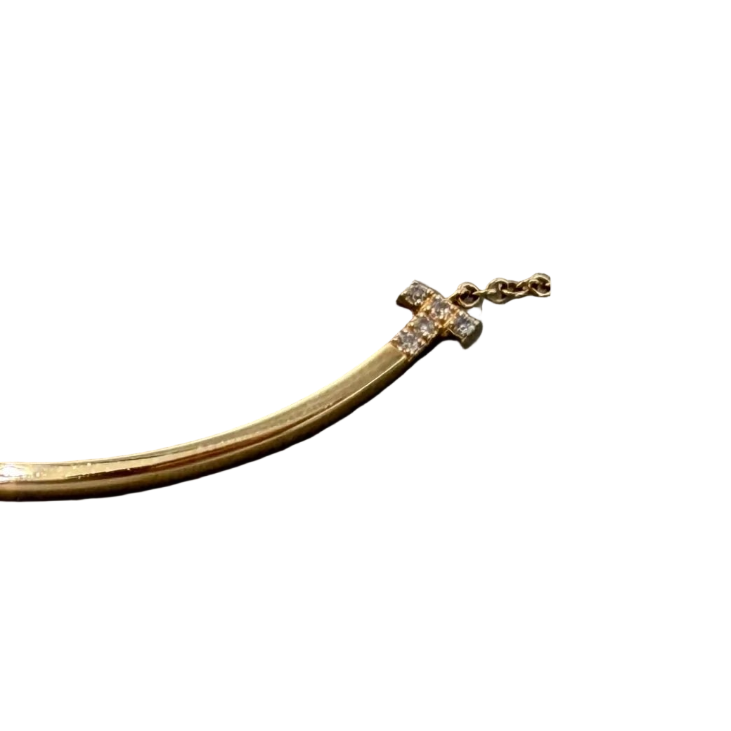 Tiffany & Company 18K Rose Gold T Smile Diamond Luxury Necklace