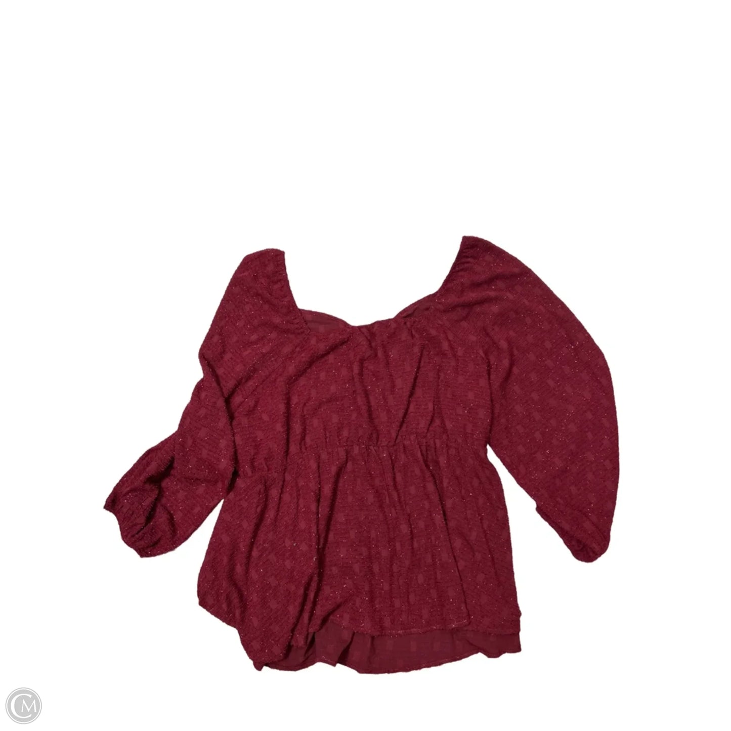 New! Top Long Sleeve By Bloomchic In Maroon, Size: 4x
