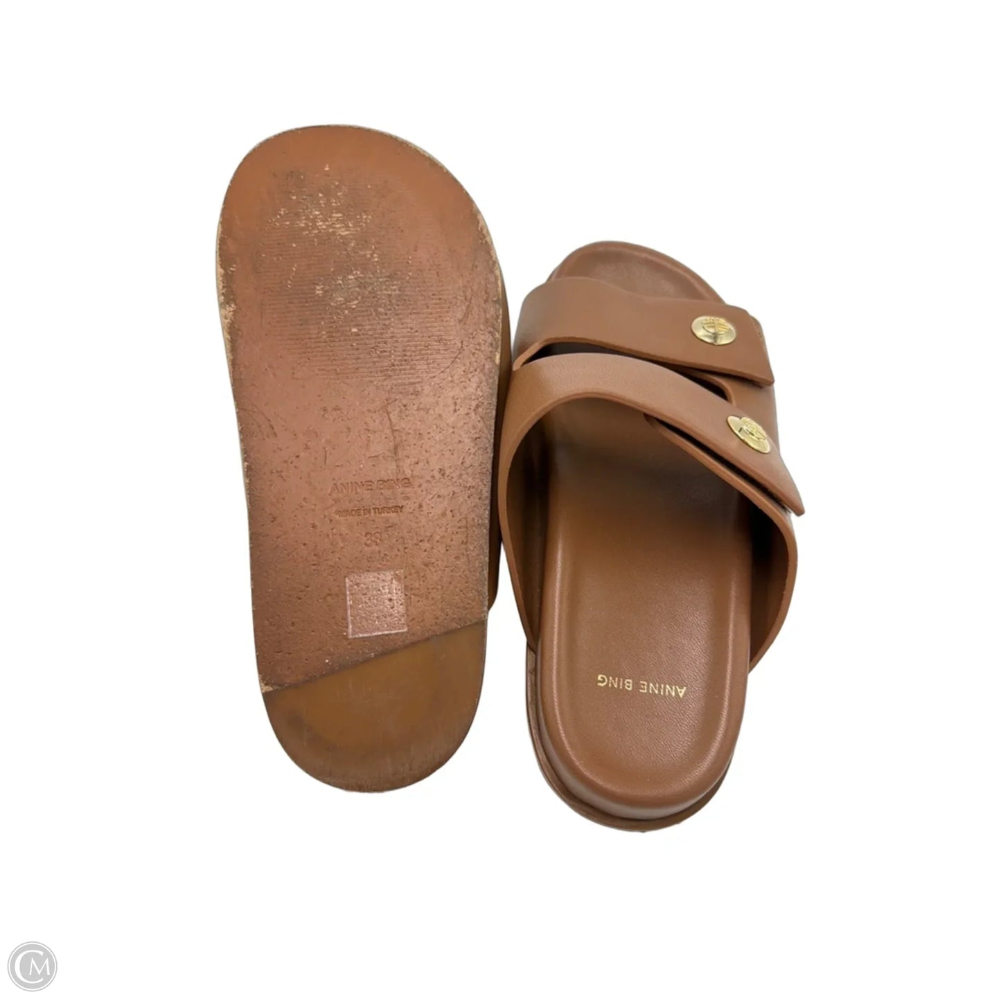 Anine Bing Ella Designer Slide Sandals In Brown, Size: 7.5 (38)
