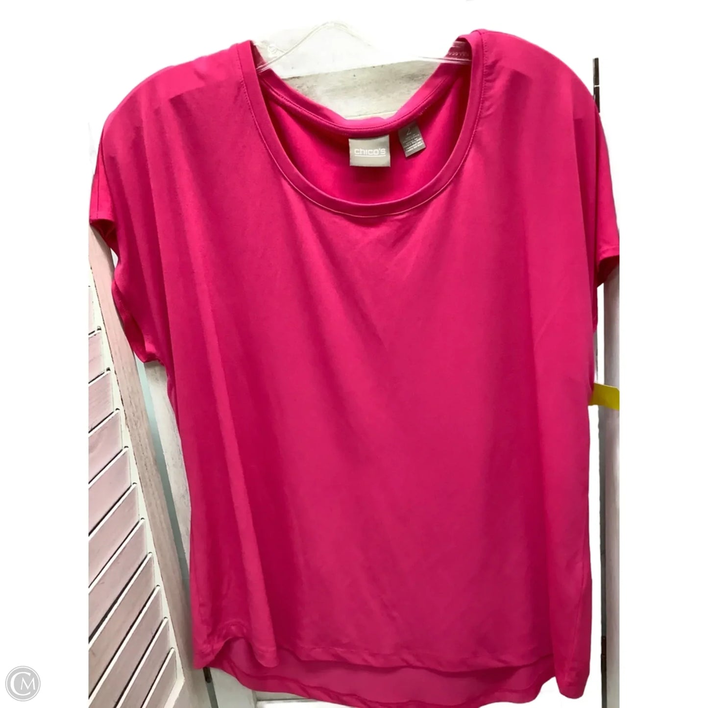Top Short Sleeve By Chicos In Pink, Size: L