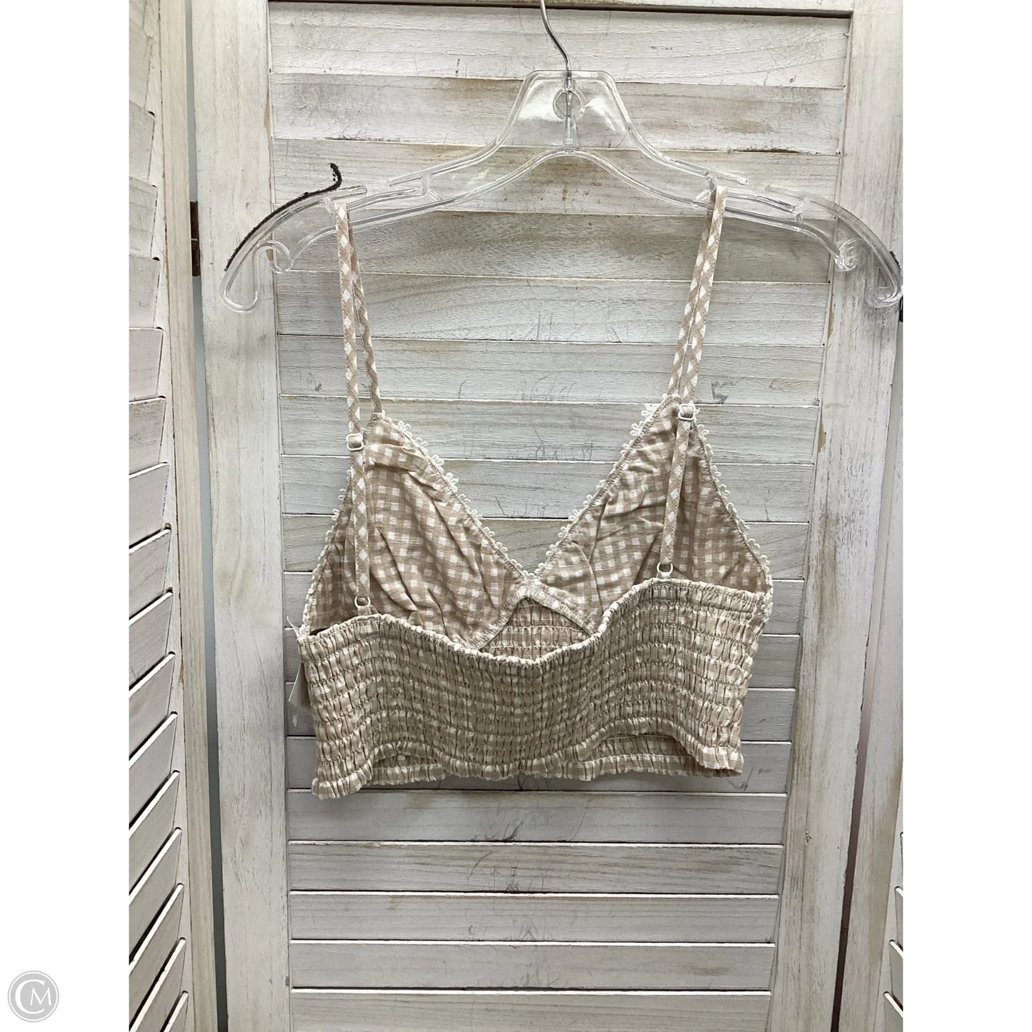 Top Sleeveless By Clothes Mentor In Tan & White, Size: M