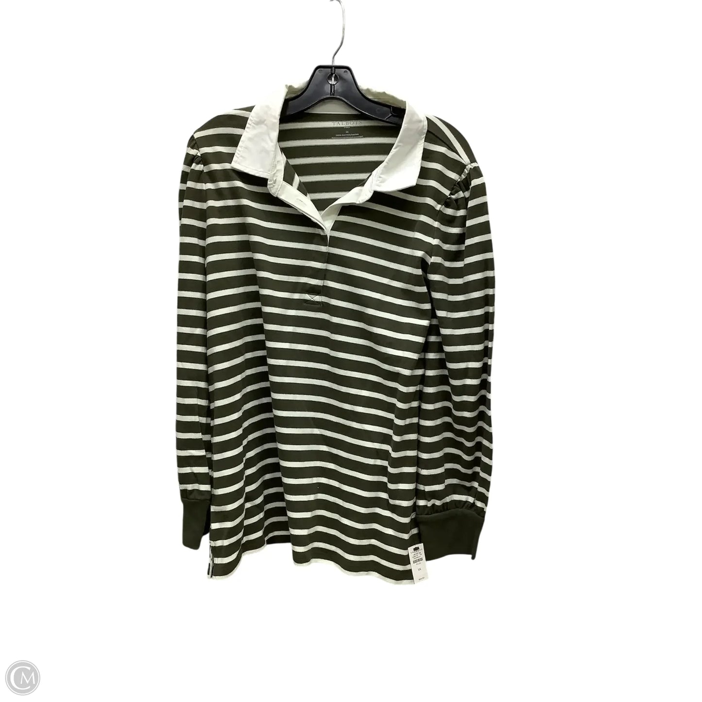 Top Long Sleeve By Talbots In Striped Pattern, Size: 1x