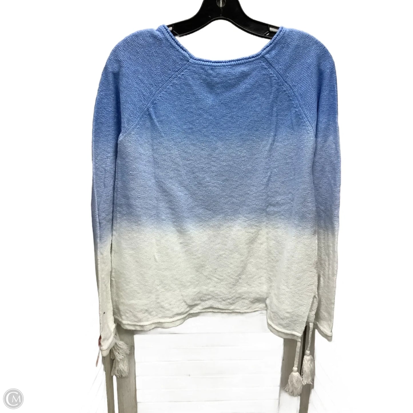 Top Long Sleeve Designer By Lilly Pulitzer In Blue & White, Size: M