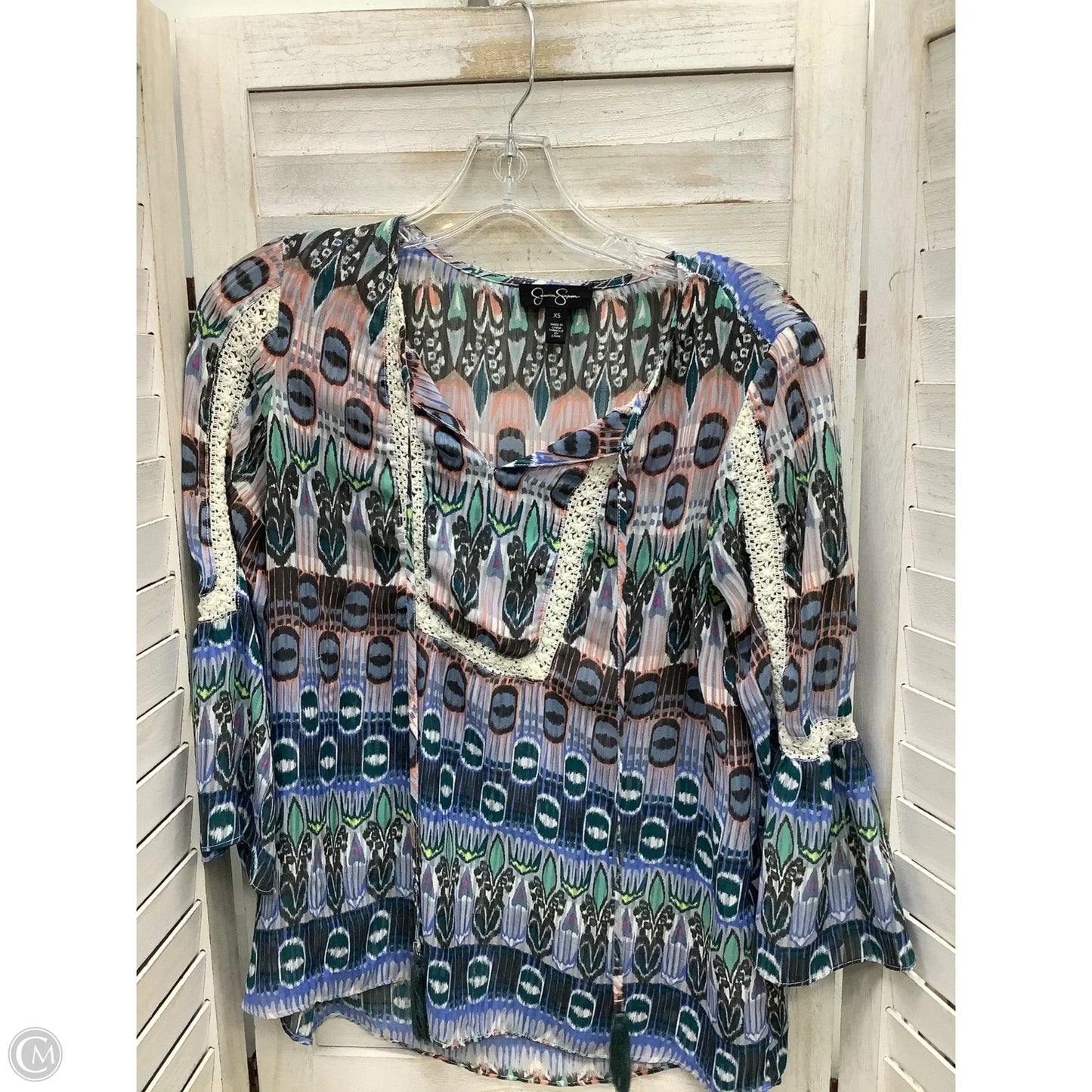 Top Long Sleeve By Jessica Simpson In Multi-colored, Size: Xs