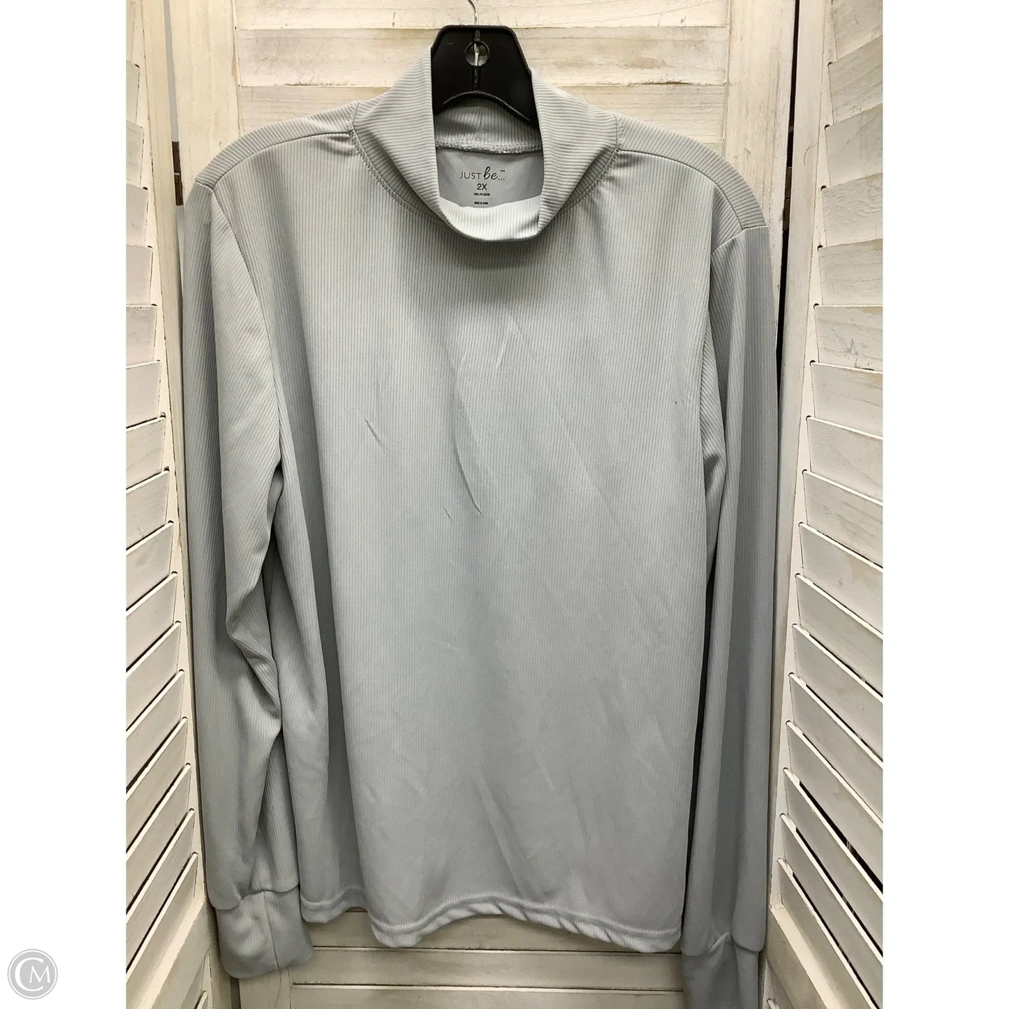 Athletic Top Long Sleeve Collar By Just Be In Grey, Size: 2x