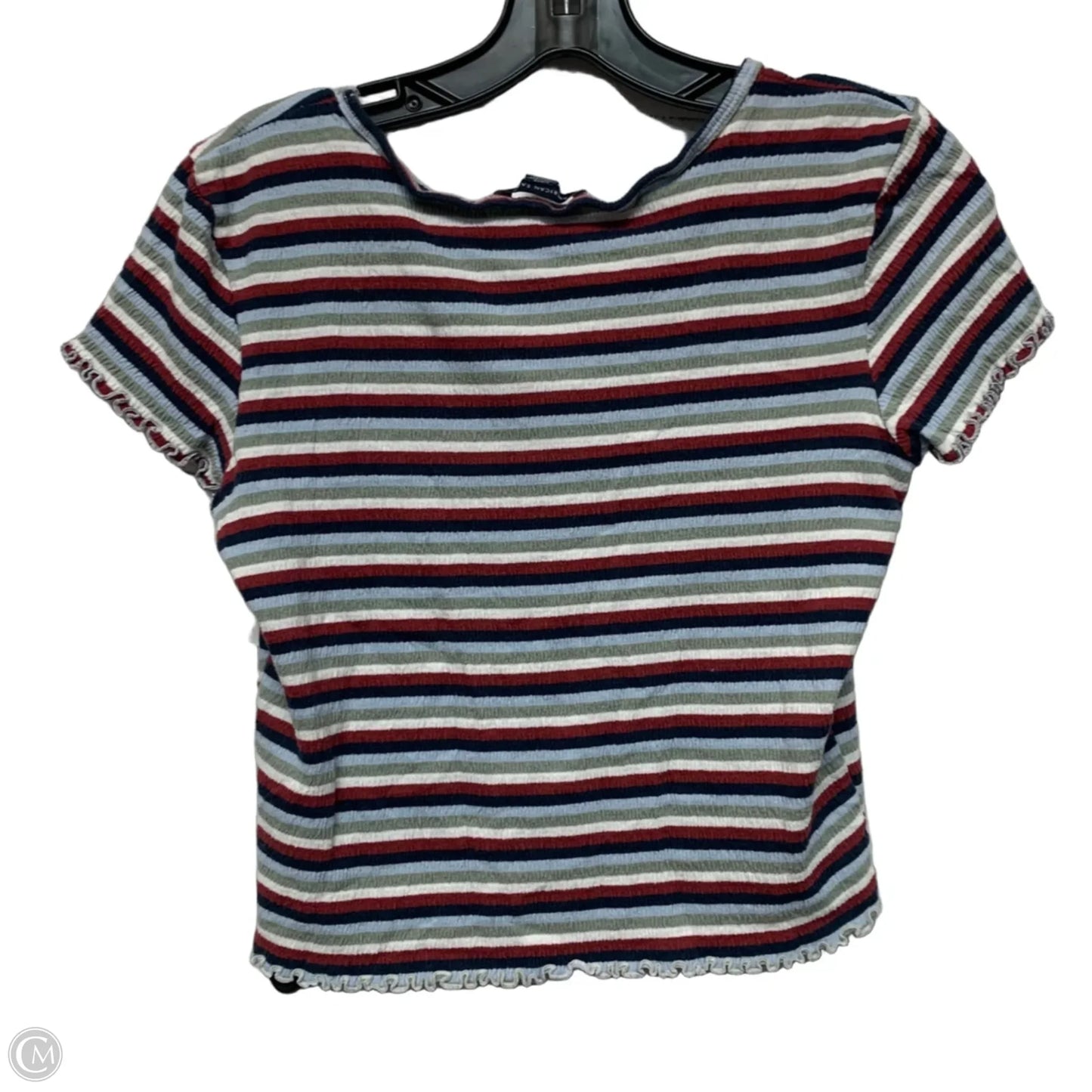 Top Short Sleeve By American Eagle In Striped Pattern, Size: S