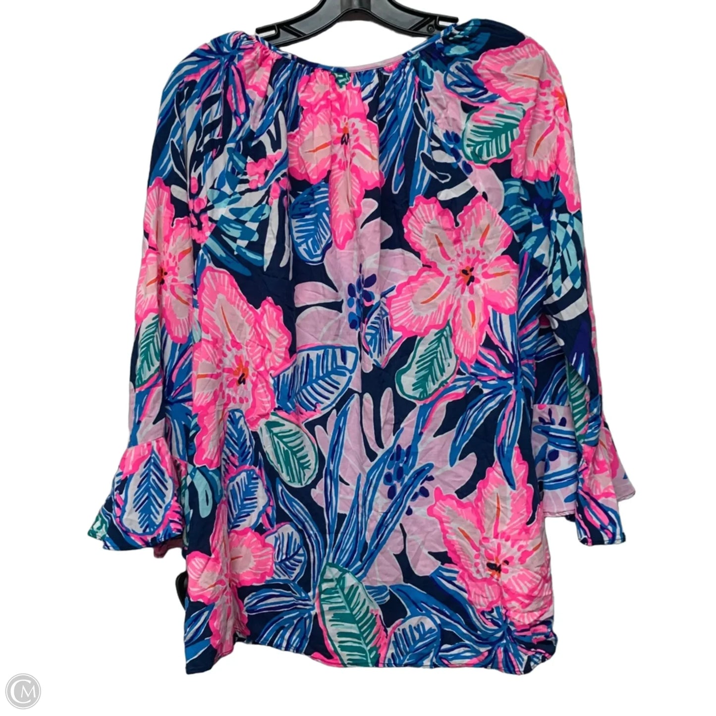 Top Long Sleeve Designer By Lilly Pulitzer In Blue & Pink, Size: M