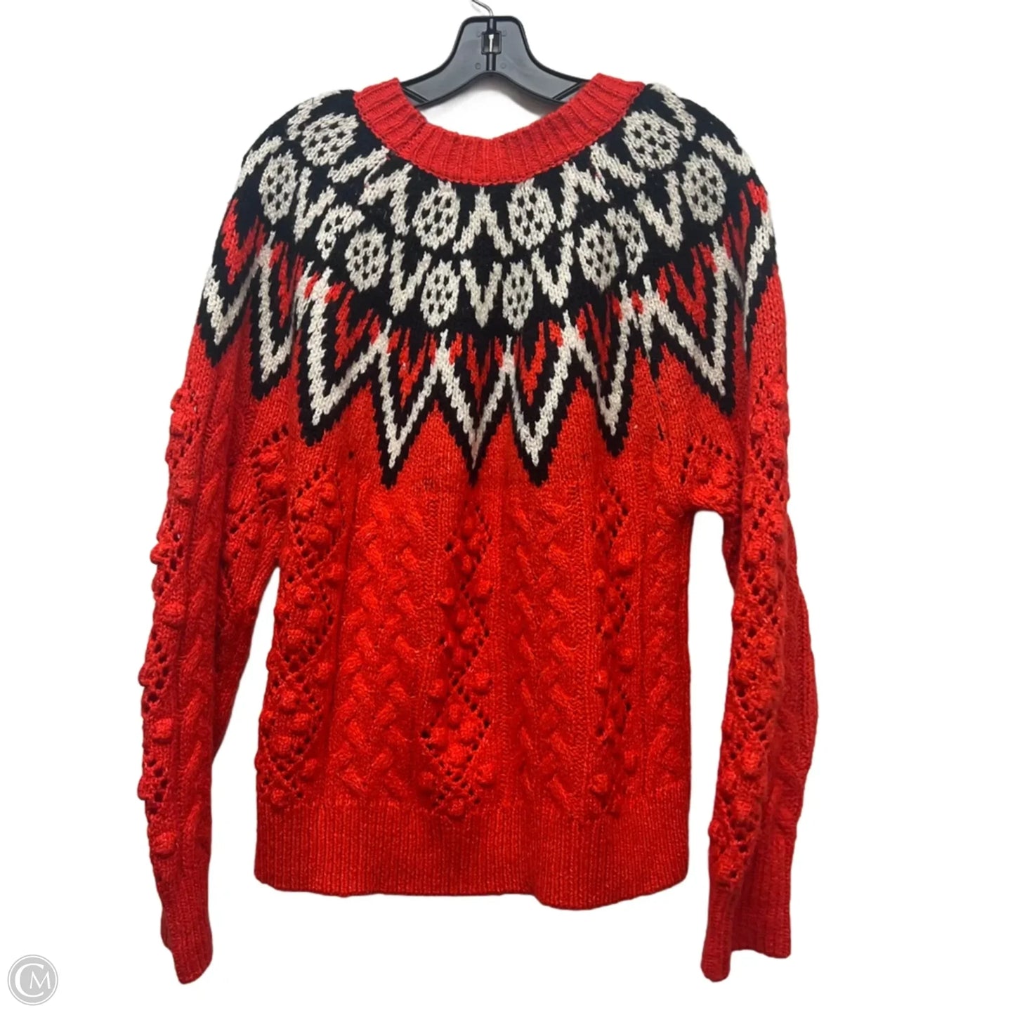 Sweater By Lucky Brand In Black & Red, Size: L