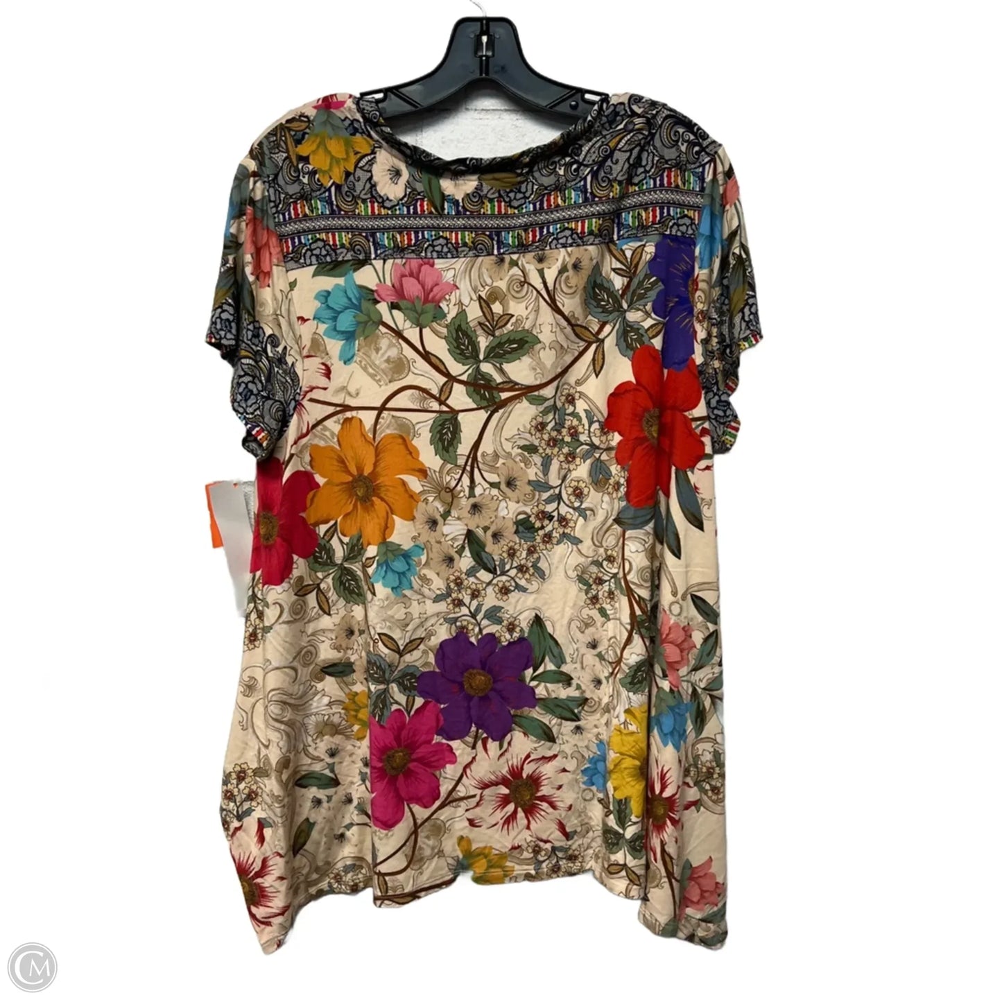 Top Short Sleeve Designer By Johnny Was In Floral Print, Size: L