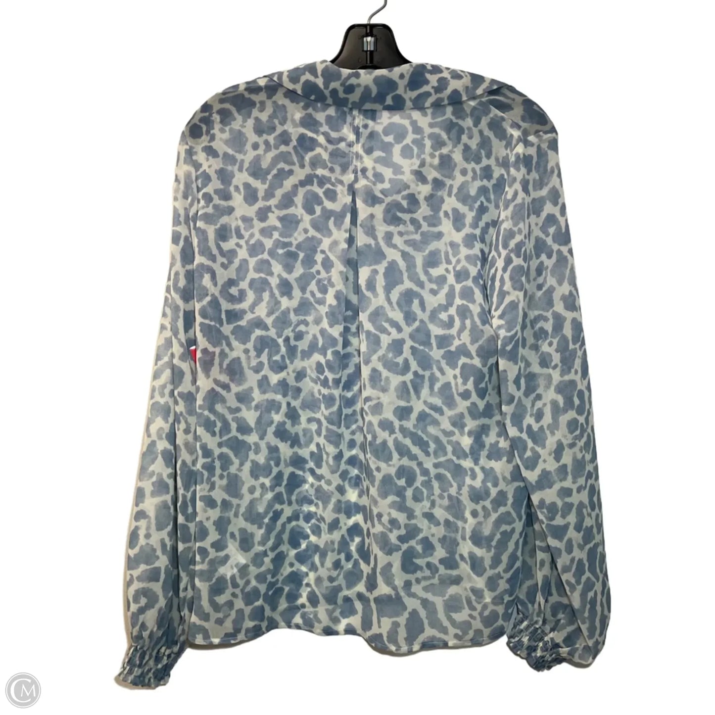 Blouse Long Sleeve By Cabi In Blue & Cream, Size: S