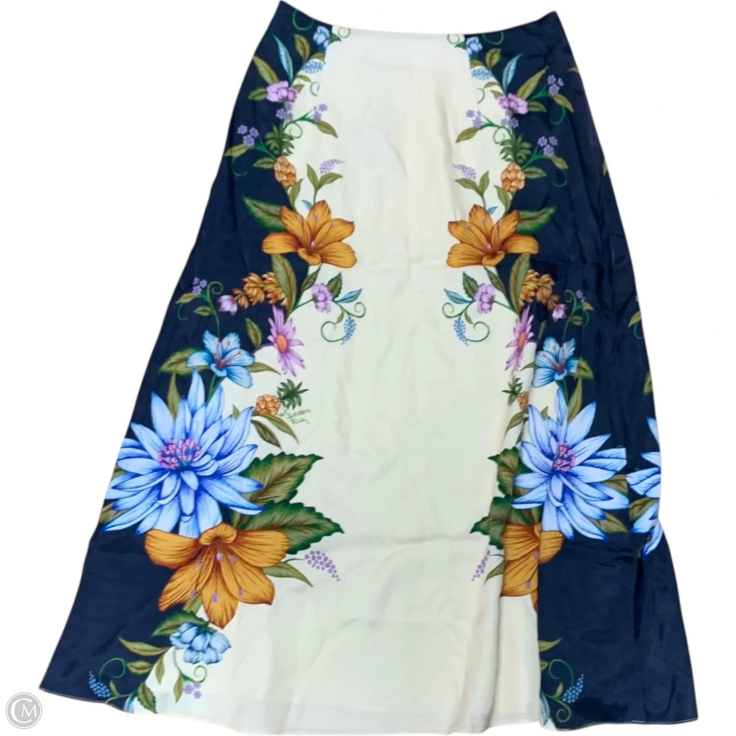 Skirt Designer By Farm Rio In Blue & Yellow, Size: M