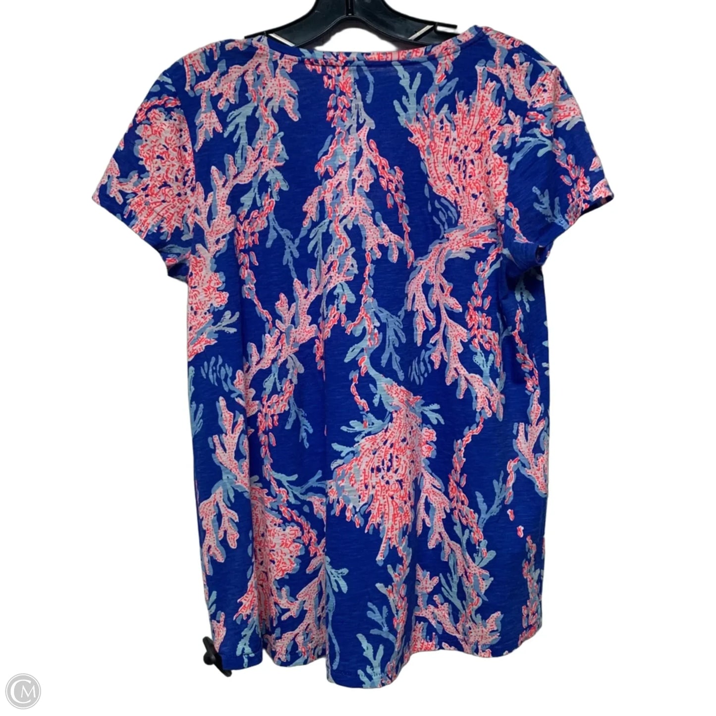 Top Short Sleeve Designer By Lilly Pulitzer In Blue & Orange, Size: S