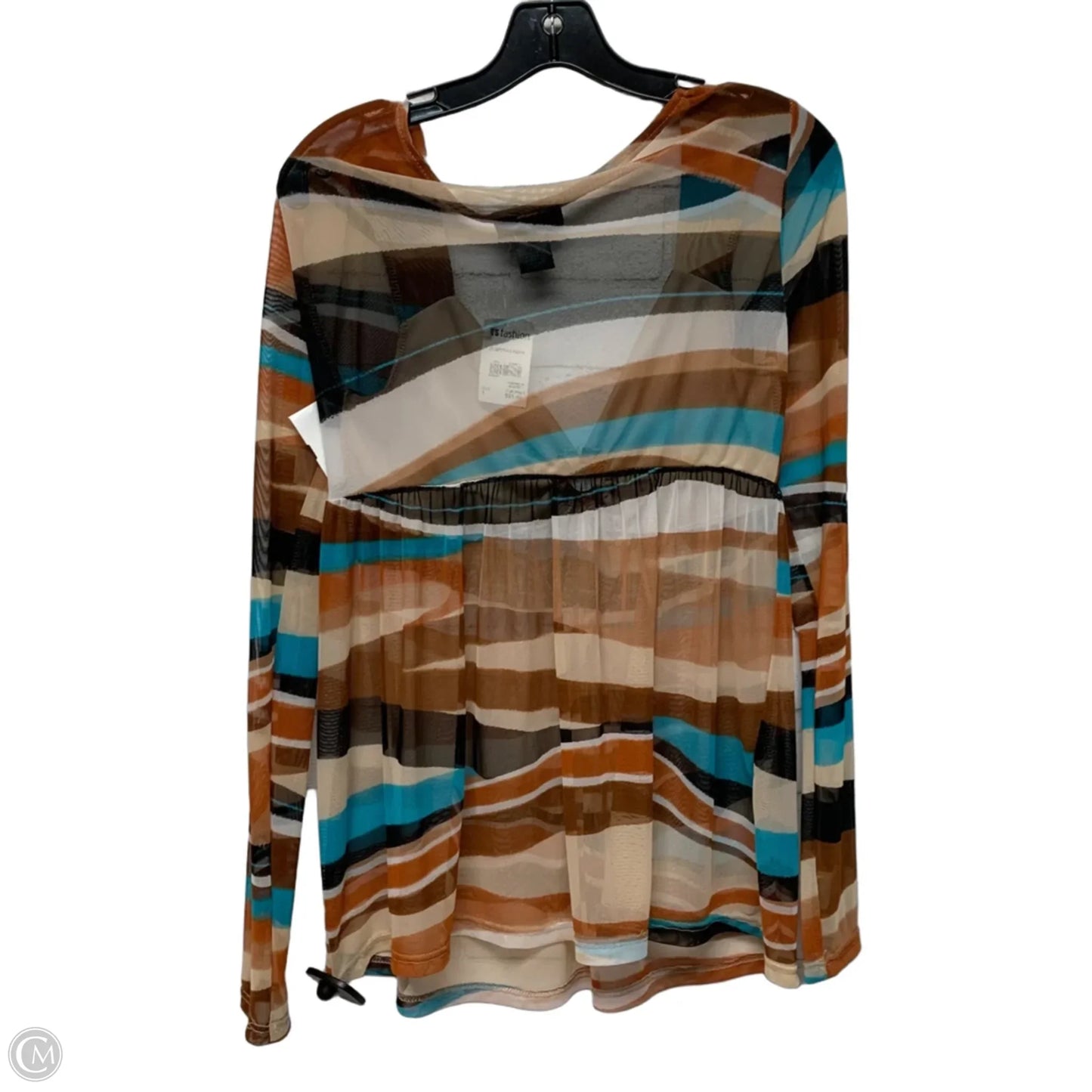 Top Long Sleeve By Just Polly In Blue & Brown, Size: L