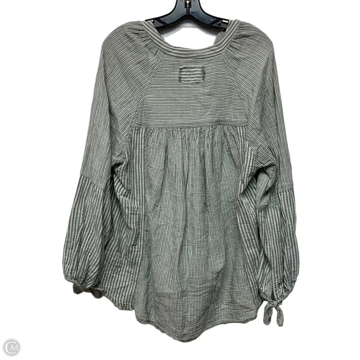 Top Long Sleeve By Aerie In Green & White, Size: Xxs