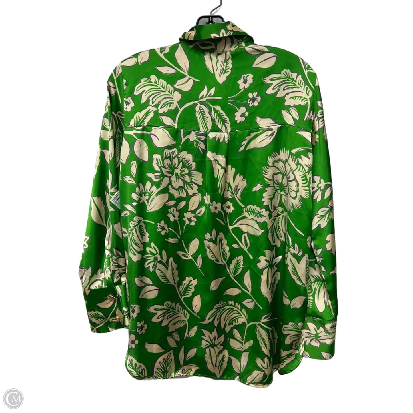 Top Long Sleeve By Zara In Cream & Green, Size: Xs