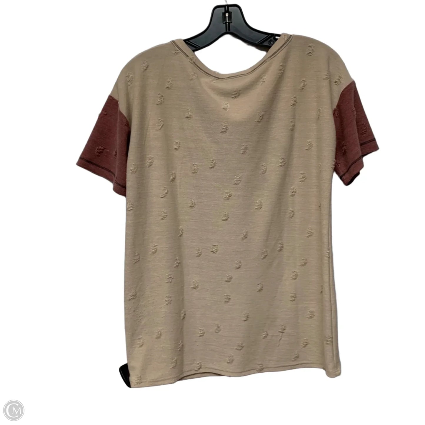 Top Short Sleeve By Bibi In Cream & Red, Size: S