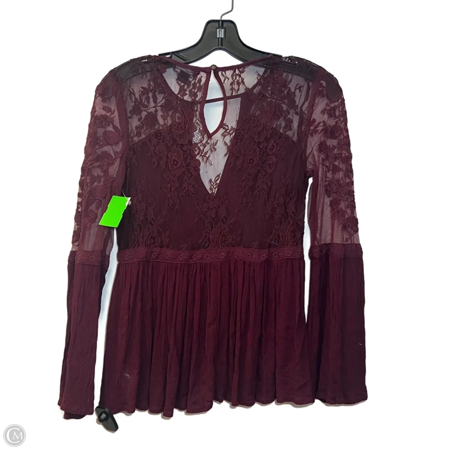 Top Long Sleeve By American Eagle In Maroon, Size: S