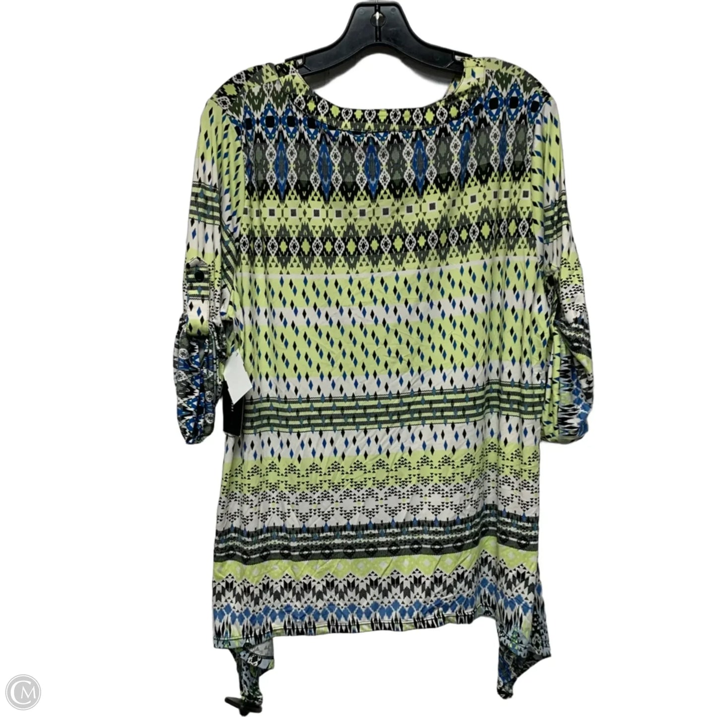 Blouse Short Sleeve By Robert Louis In Blue & Green, Size: Xl