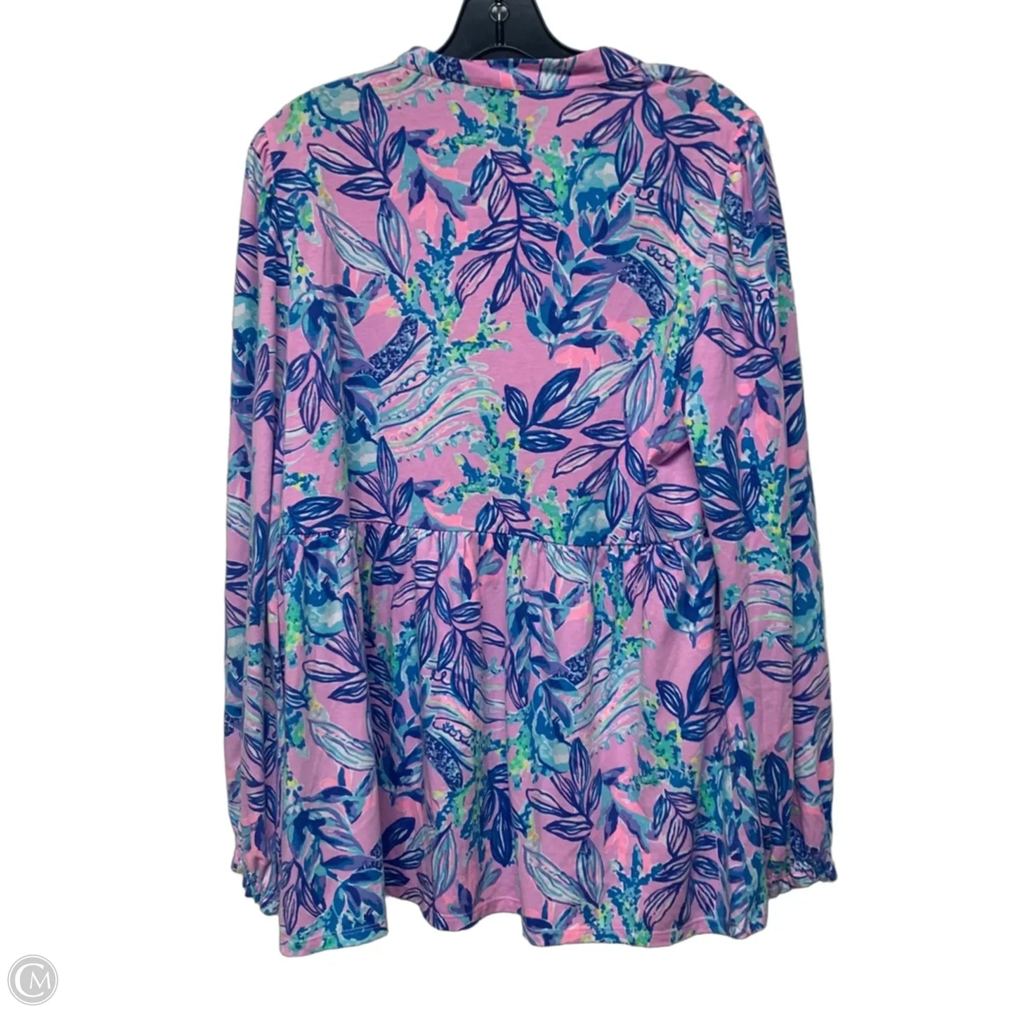 Top Long Sleeve Designer By Lilly Pulitzer In Blue & Pink, Size: L