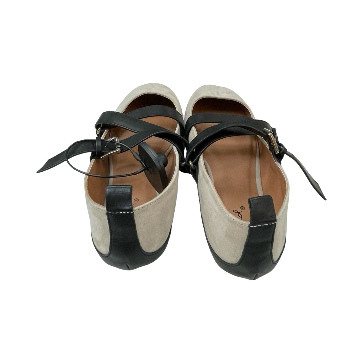 Shoes Flats By Qupid In Black & Cream, Size:9