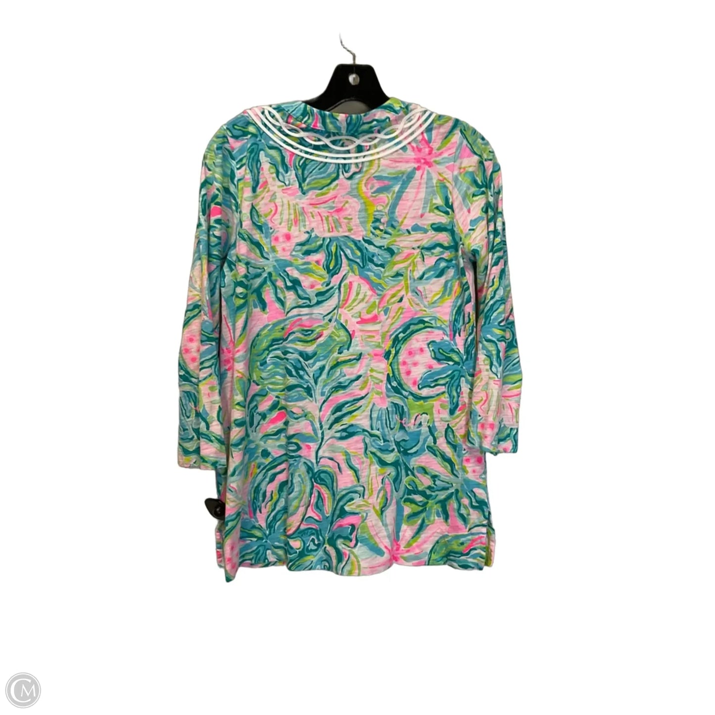 Top Long Sleeve Designer By Lilly Pulitzer In Green & Pink, Size: S