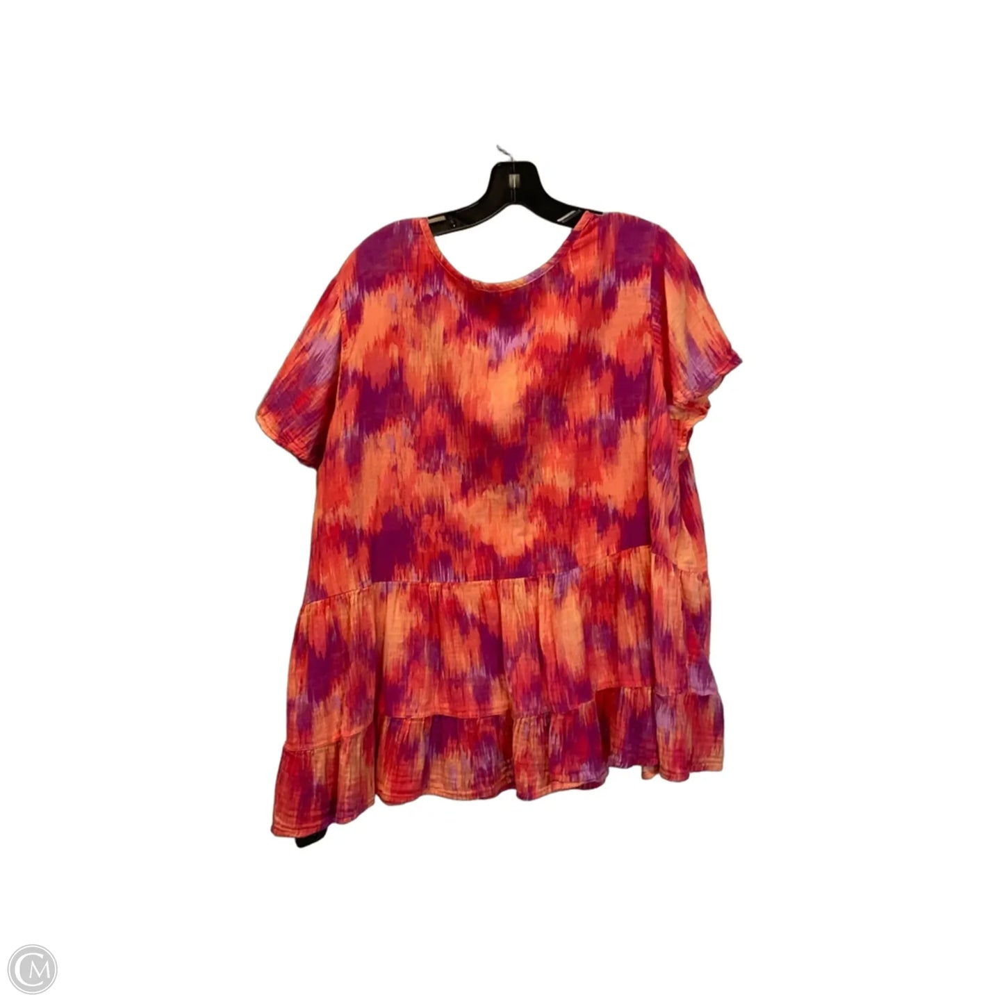 Top Short Sleeve By Terra & Sky In Orange & Purple, Size: 2x