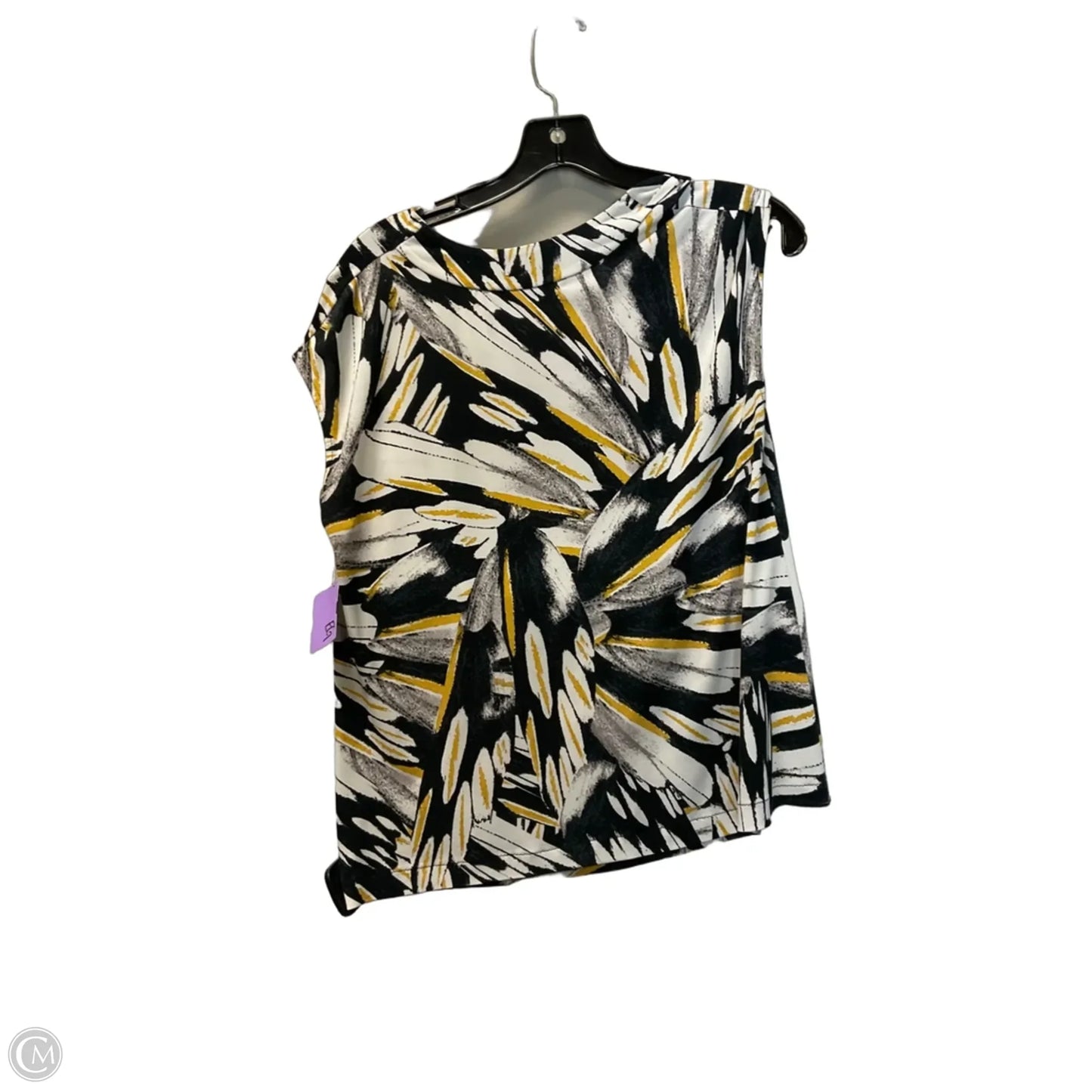 Top Sleeveless By Kasper In Black & Yellow, Size: M