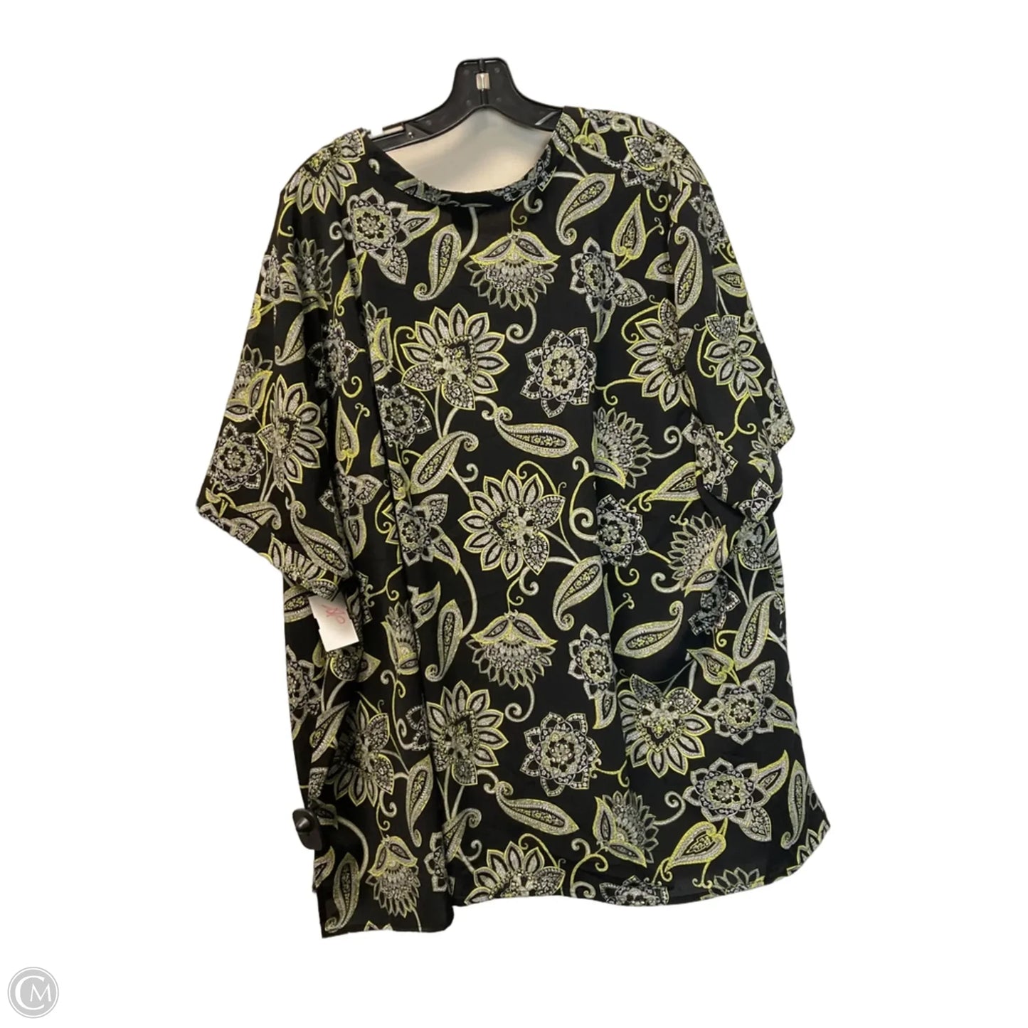 Top Short Sleeve By Catherines In Black & Yellow, Size: 4x