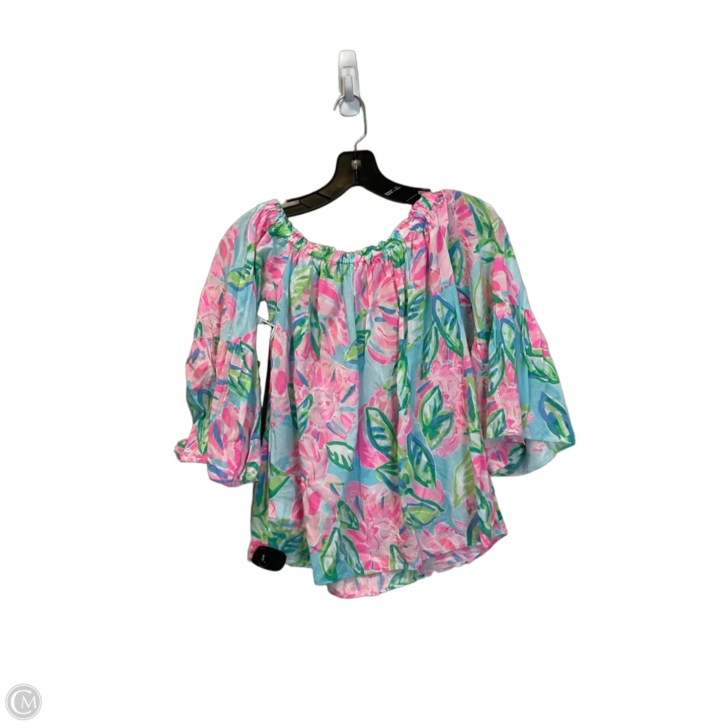 Top Long Sleeve Designer By Lilly Pulitzer In Green & Pink, Size: Xxs