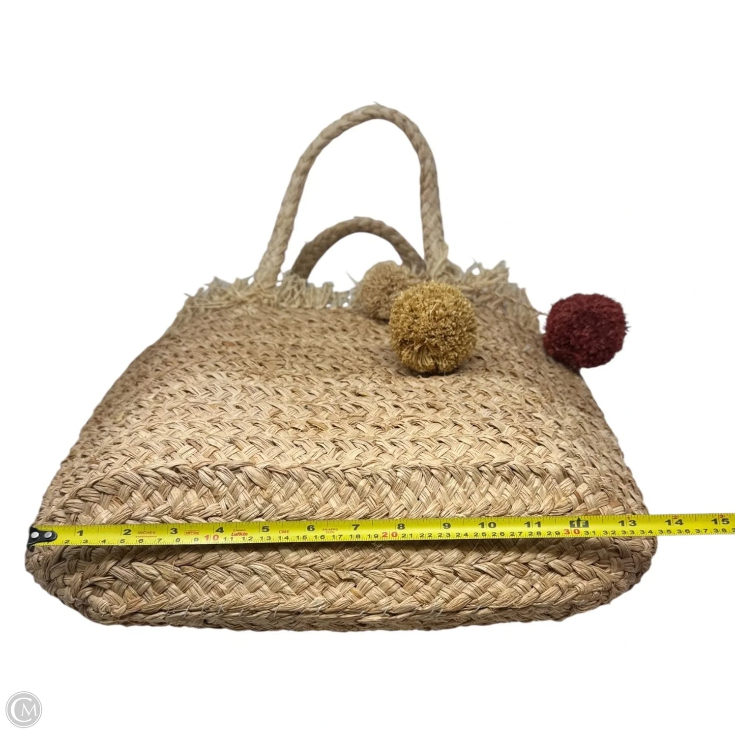 Pom Pom Straw Tote Designer By Barneys Ny, Size: Large