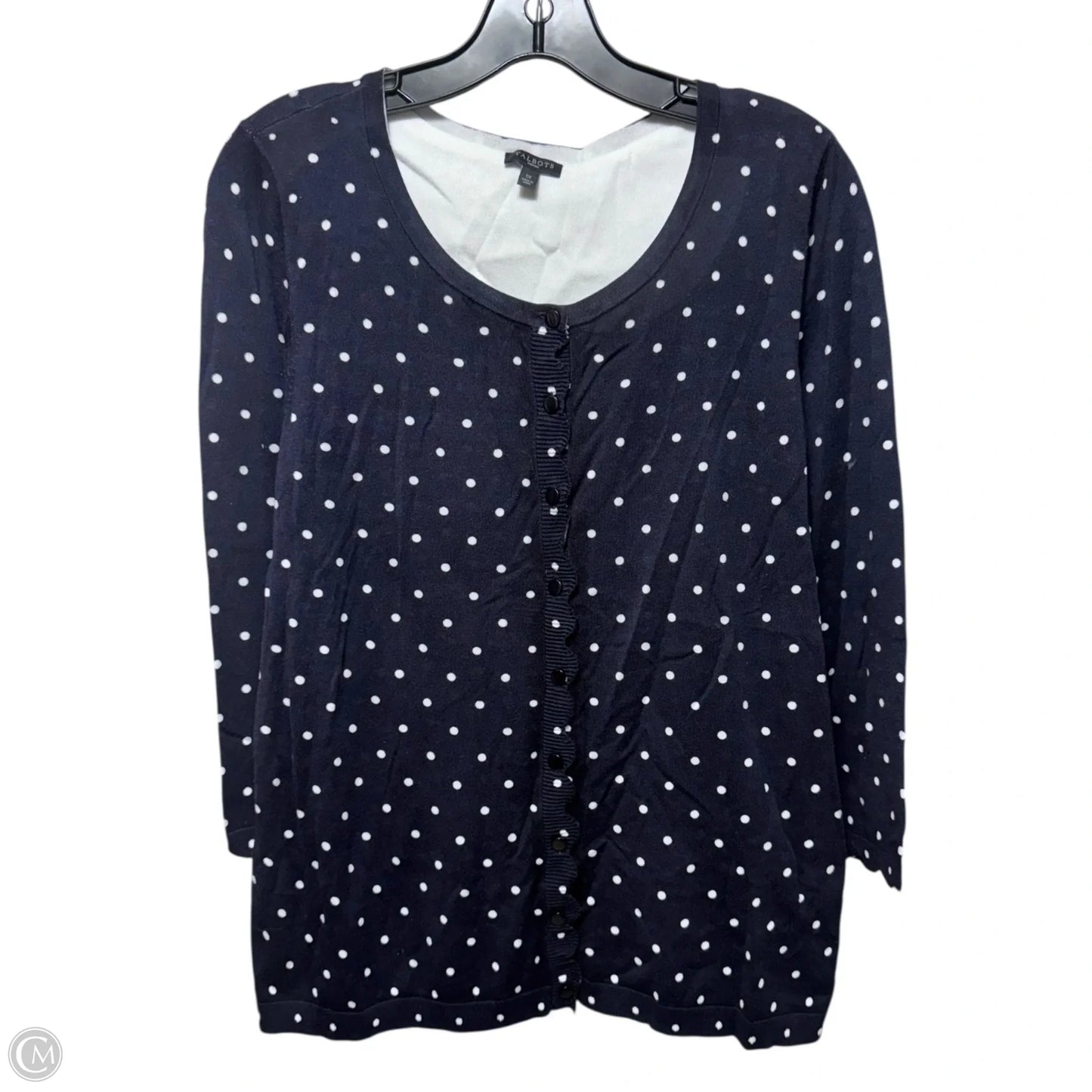 Sweater Cardigan By Talbots In Polkadot Pattern, Size: 2x