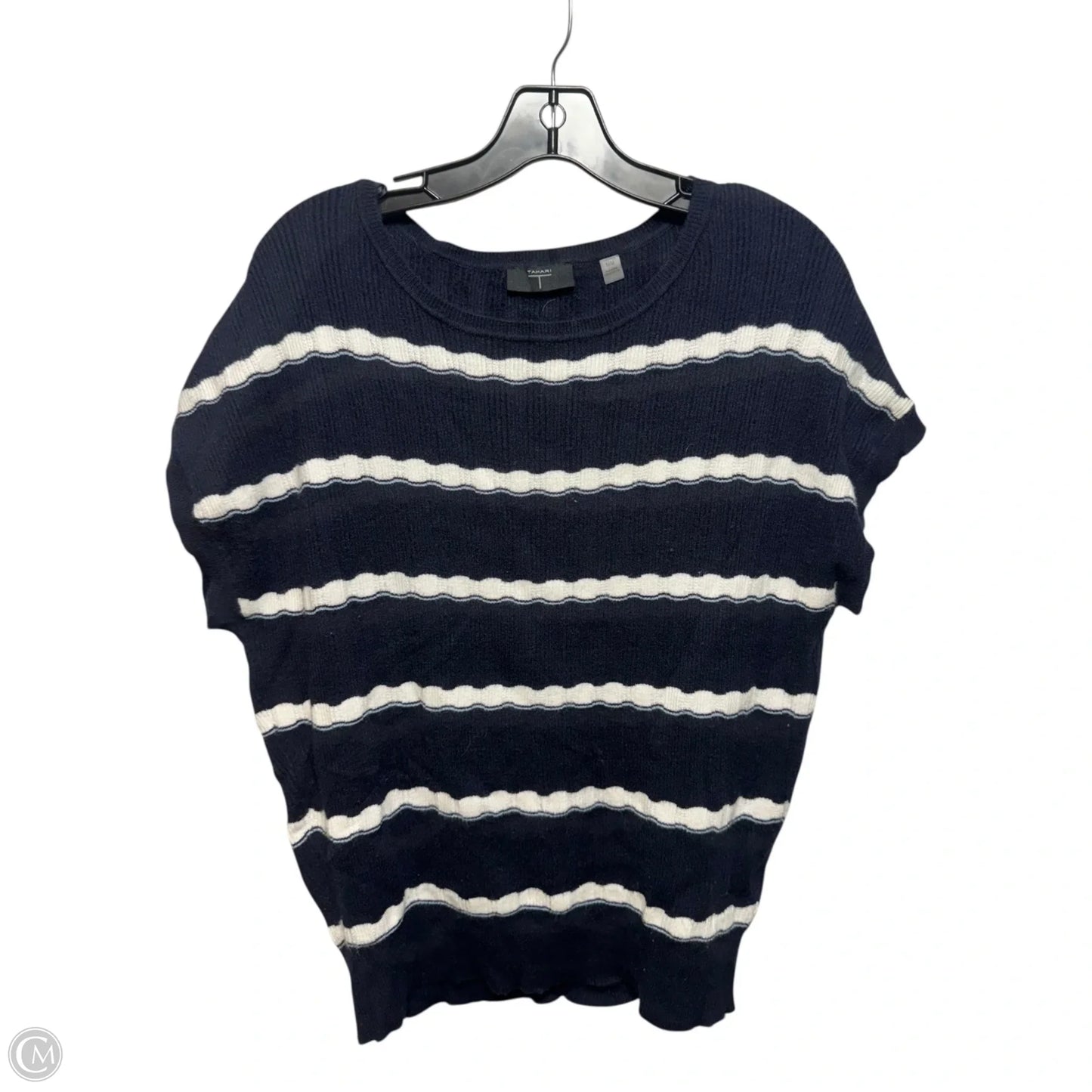 Sweater Short Sleeve By Tahari In Striped Pattern, Size: M